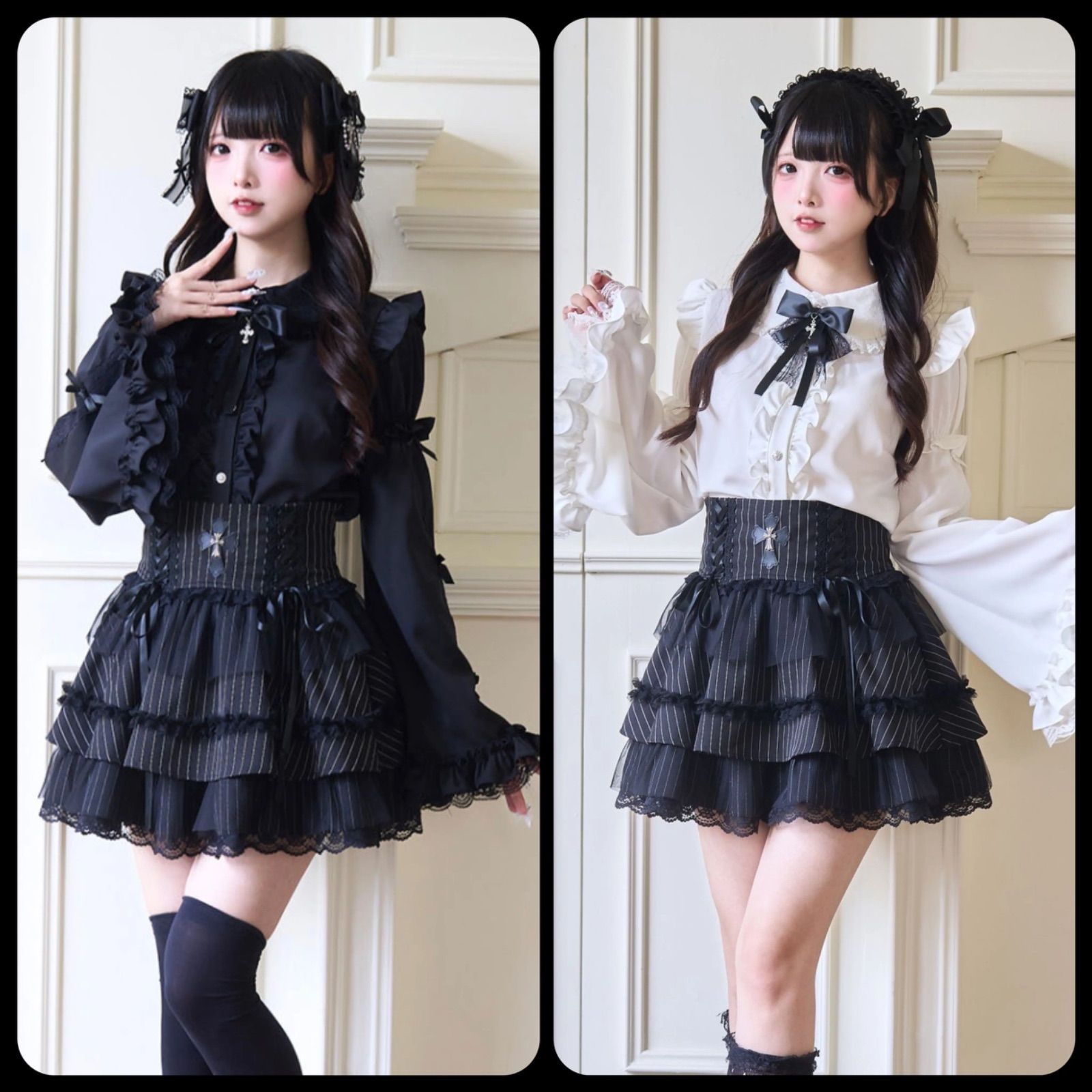 ロリータ ブラウス リボン付き 姬袖ブラウス 量产型 ゴシックロリータ