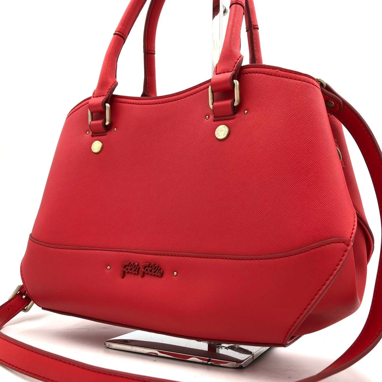 美品】フォリフォリ Folli Follie ショルダーバック ハンドバッグ 赤 