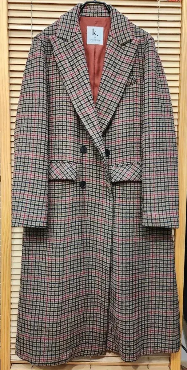 キム ソリョン ハウンドトゥースチェック ダブル ロングコート66