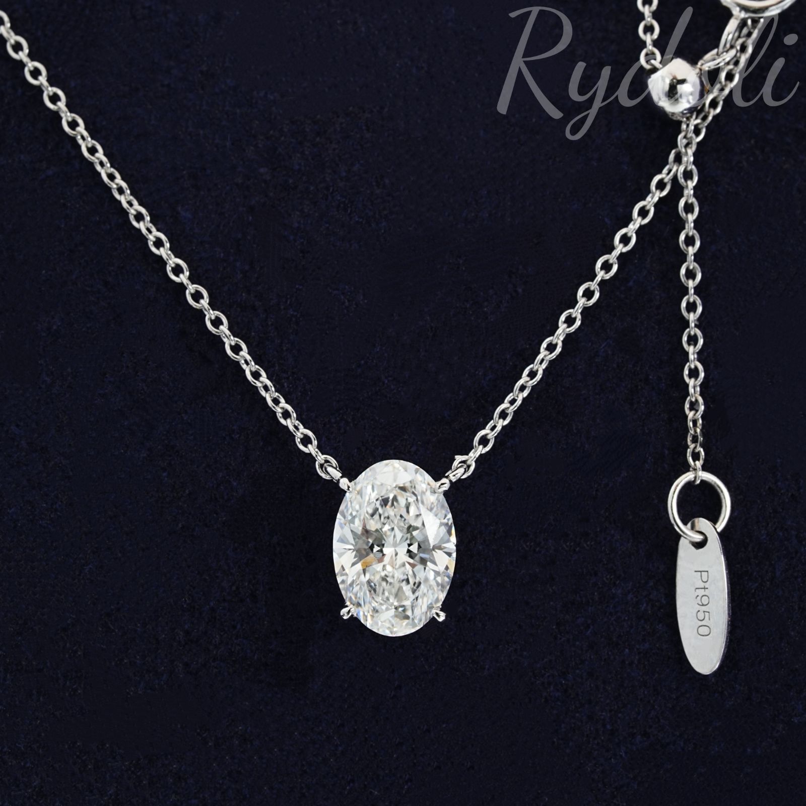 即納発送 PT950 1.09ct オーバルカット ダイヤネックレス ラボグロウン 