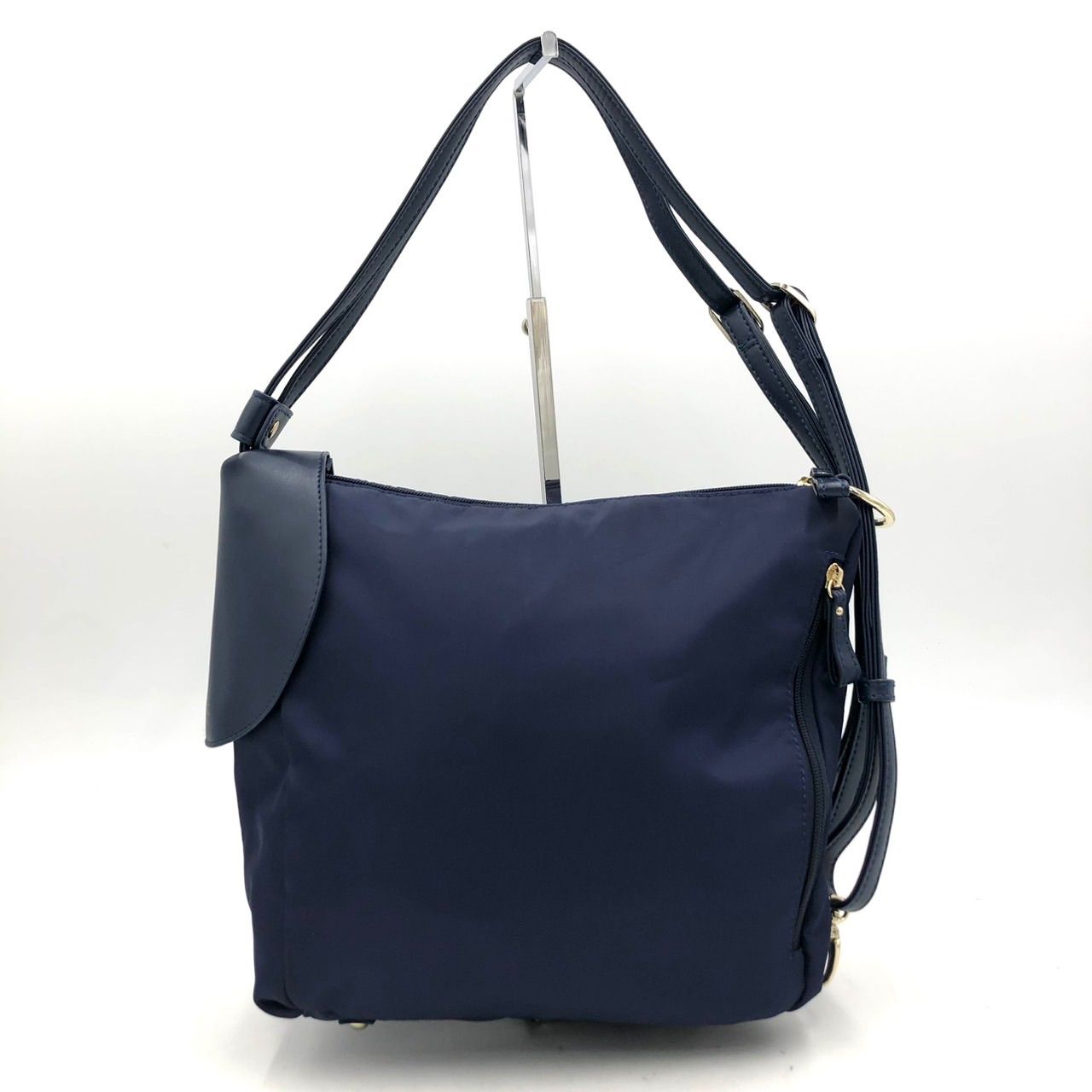 美品】バルコス BARCOS 2way ショルダーバッグ リュック ネイビー 紺 