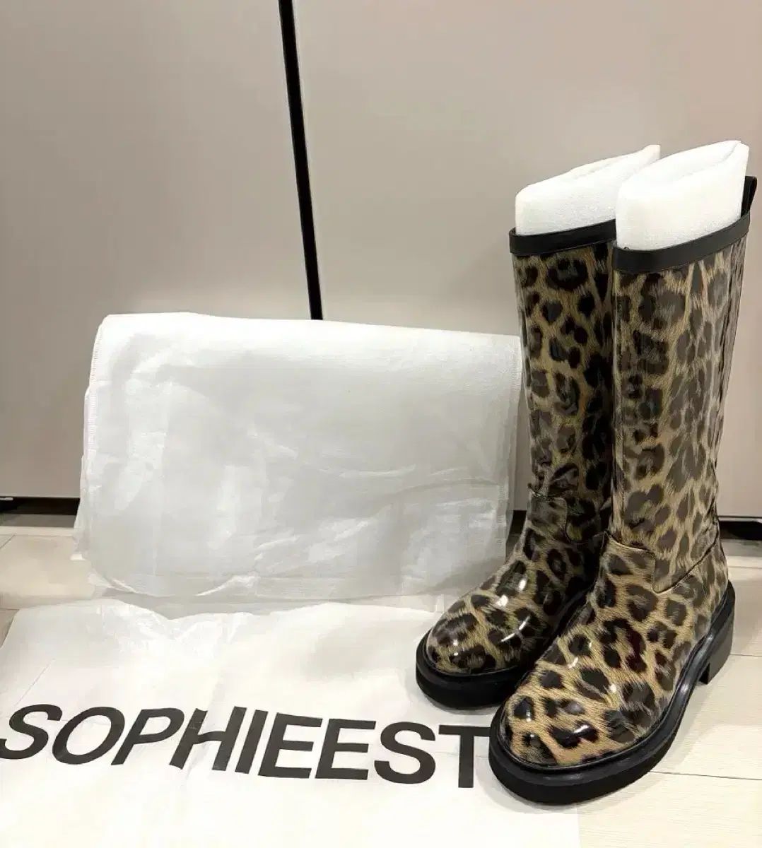 ♥ み sophieest N 15-1 ヒョウ柄 レインブーツ