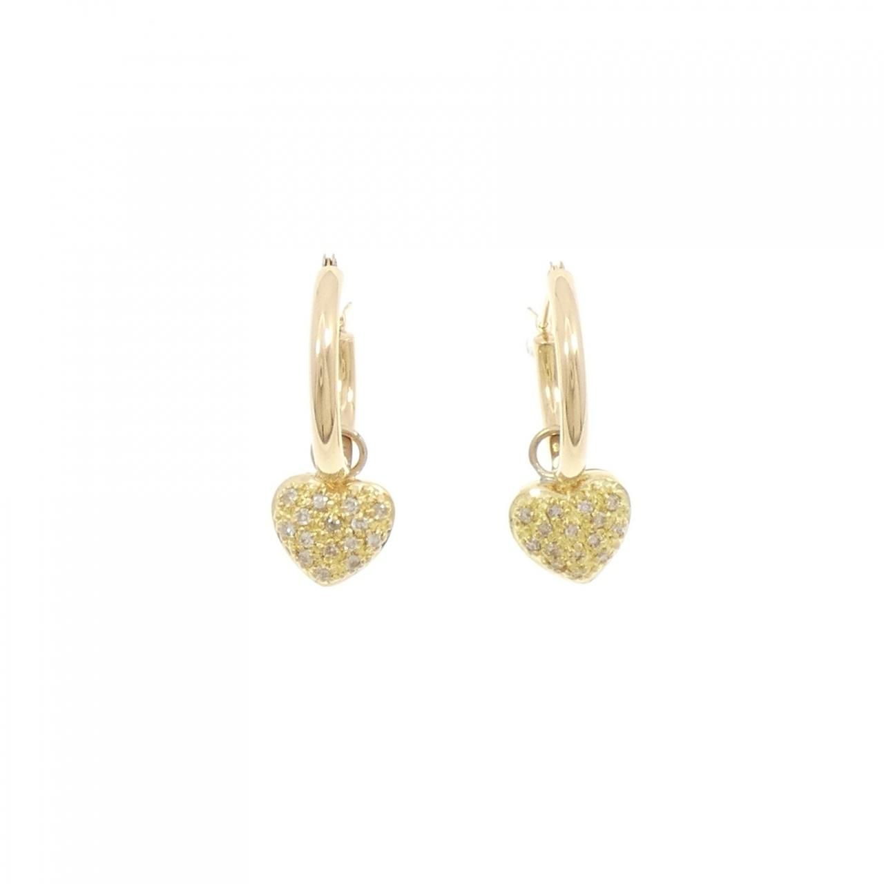 【ハートダイヤモンド0.20ct】ハートダイヤのシンプルピアス K18YG K18YG 2WAY ハート ダイヤモンド ピアス 0.20CT - メルカリ