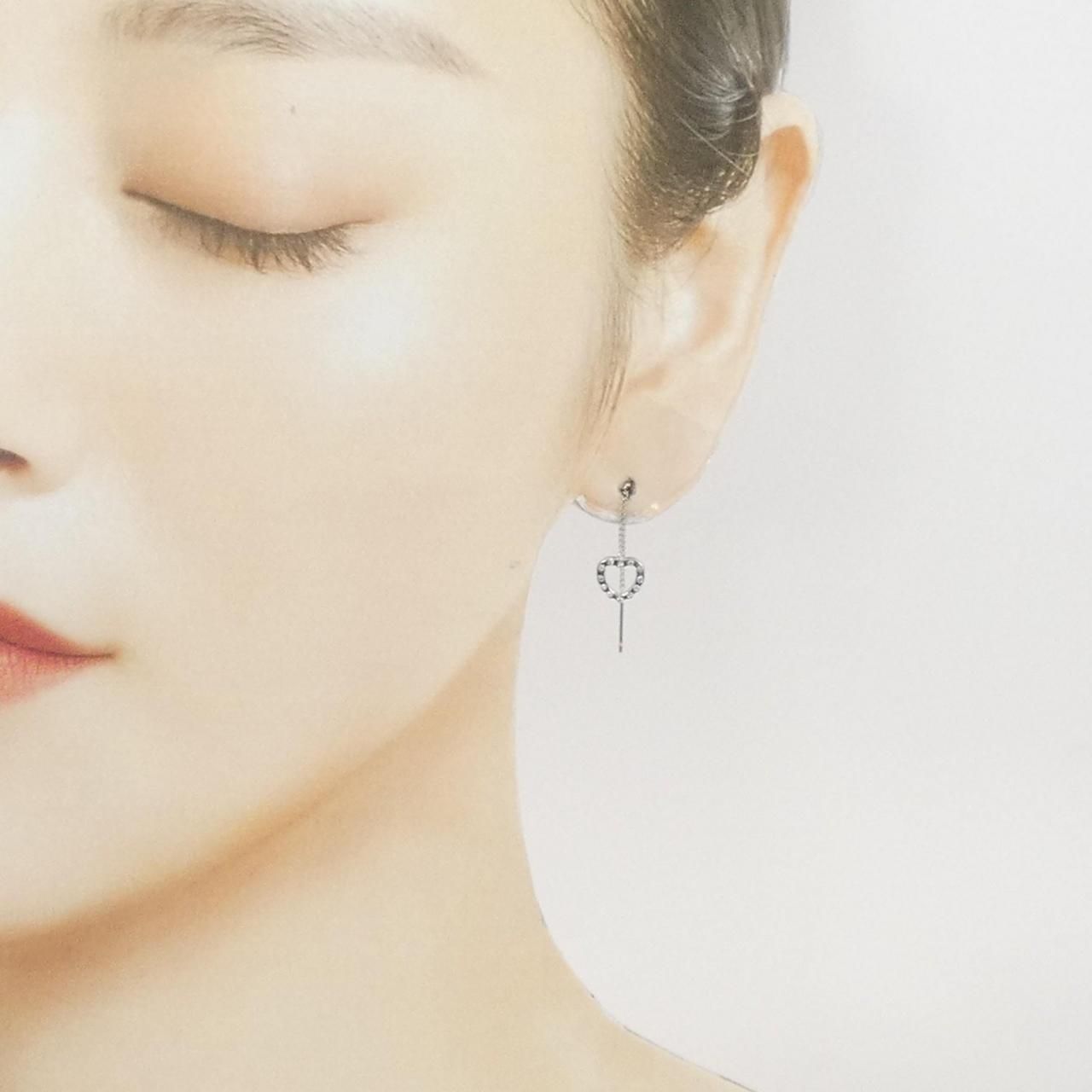 K14WG ハート ダイヤモンド ピアス - メルカリ