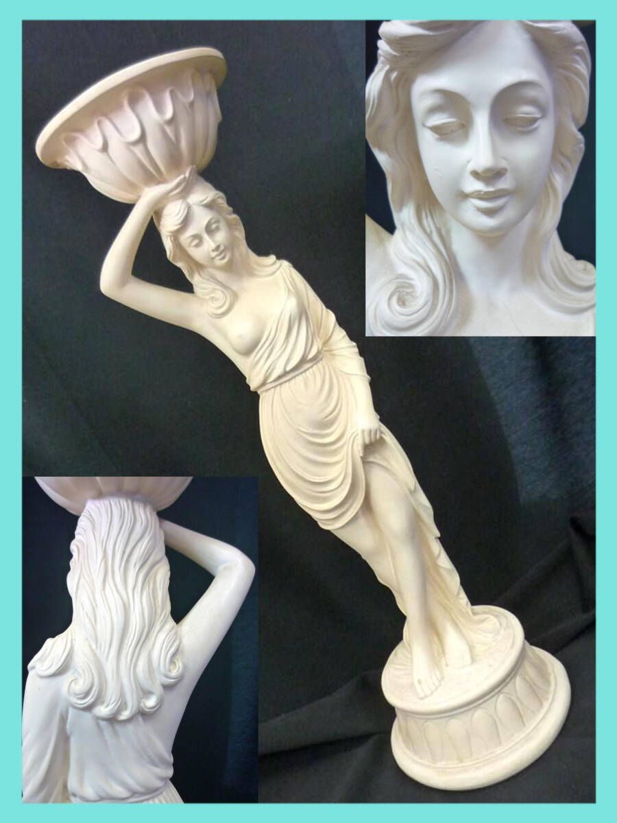 美品　人形　木彫　アート　西洋美術　置物　インテリア　工芸品　美術品　A3026 TOPART/トップアート 貴婦人 花瓶 西洋美術 芸術 綿密 彫刻 置物