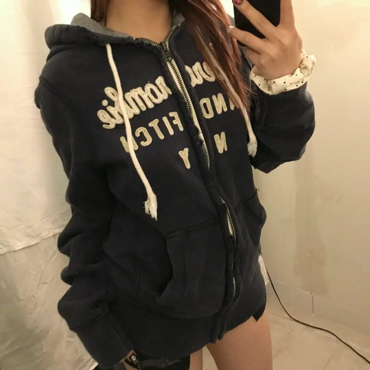 アバクロンビー Abercrombie ダメージ 起毛 フードジップアップ