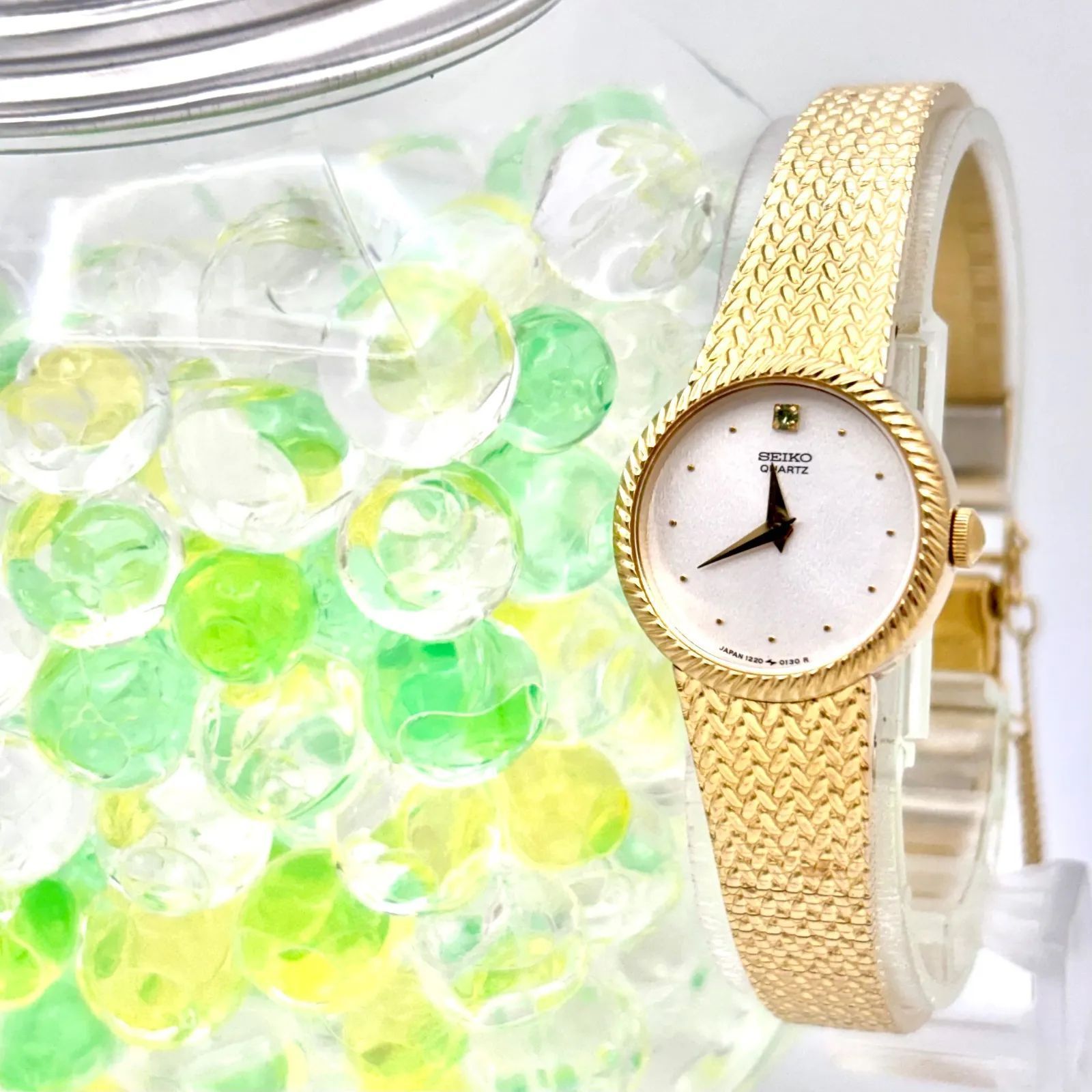 【新品電池】 SEIKO セイコー ダイヤ ゴールド レディース 腕時計 ドレス 新品電池】SEIKO セイコー 1Pダイヤ レディース 腕時計 ゴールド 1220