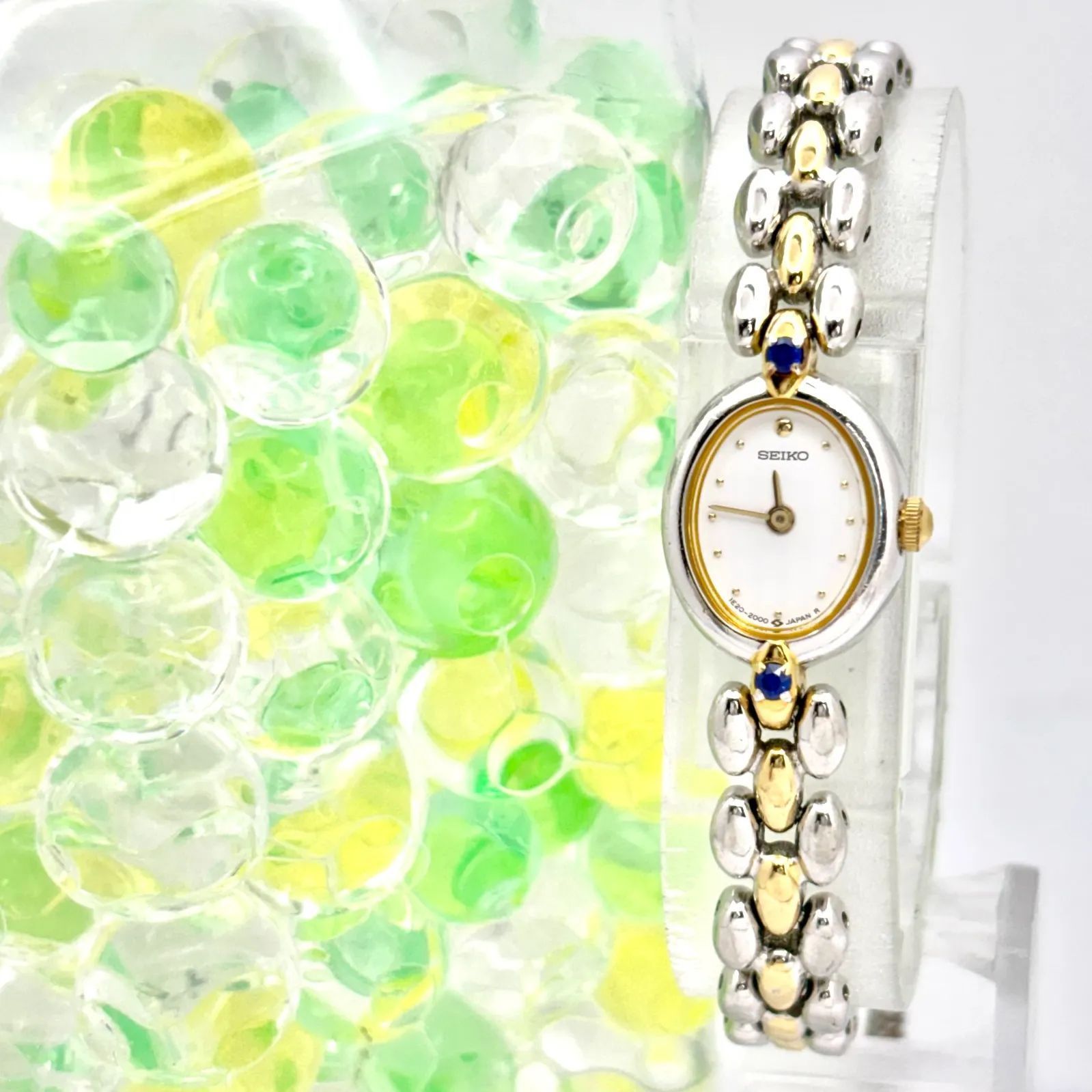 電池 SEIKO セイコー 2 Pカラーストーン レディース 腕時計 オーバル 1 E 20-6160 123179