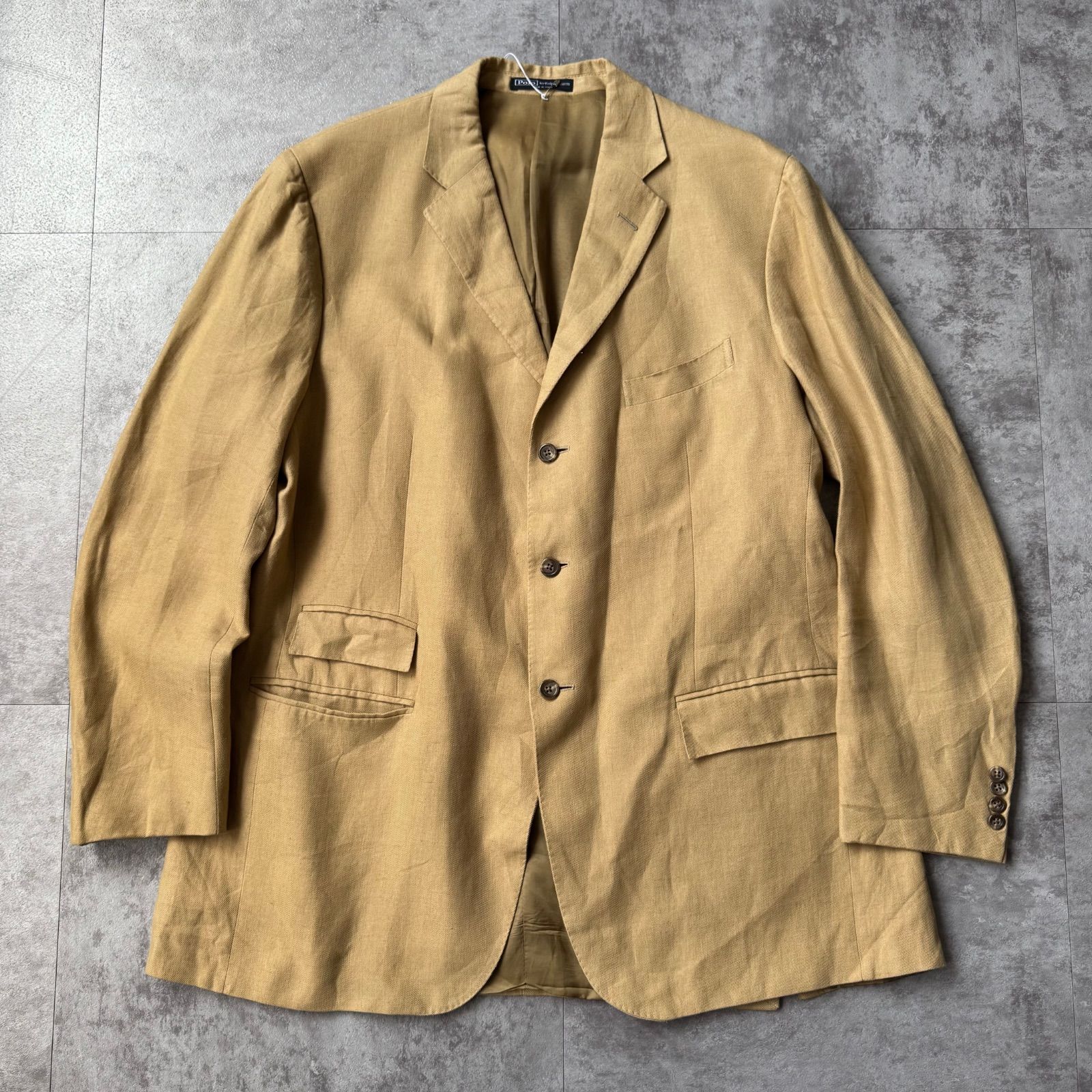 1990 s Polo by Ralph Lauren Flax Tailored Jacket made in Italy | 90年代 ポロバイラルフローレン 亜麻 リネン テーラードジャケット イタリア製