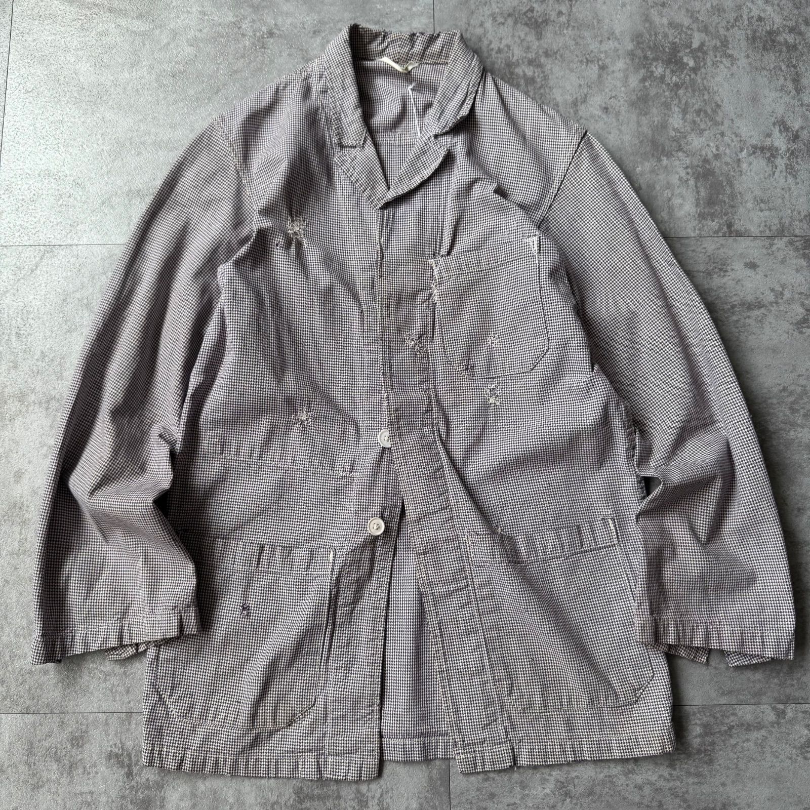 〜1950 s Euro Vintage Butcher Jacket | 〜50年代 ユーロビンテージ ブッチャージャケット 千鳥柄