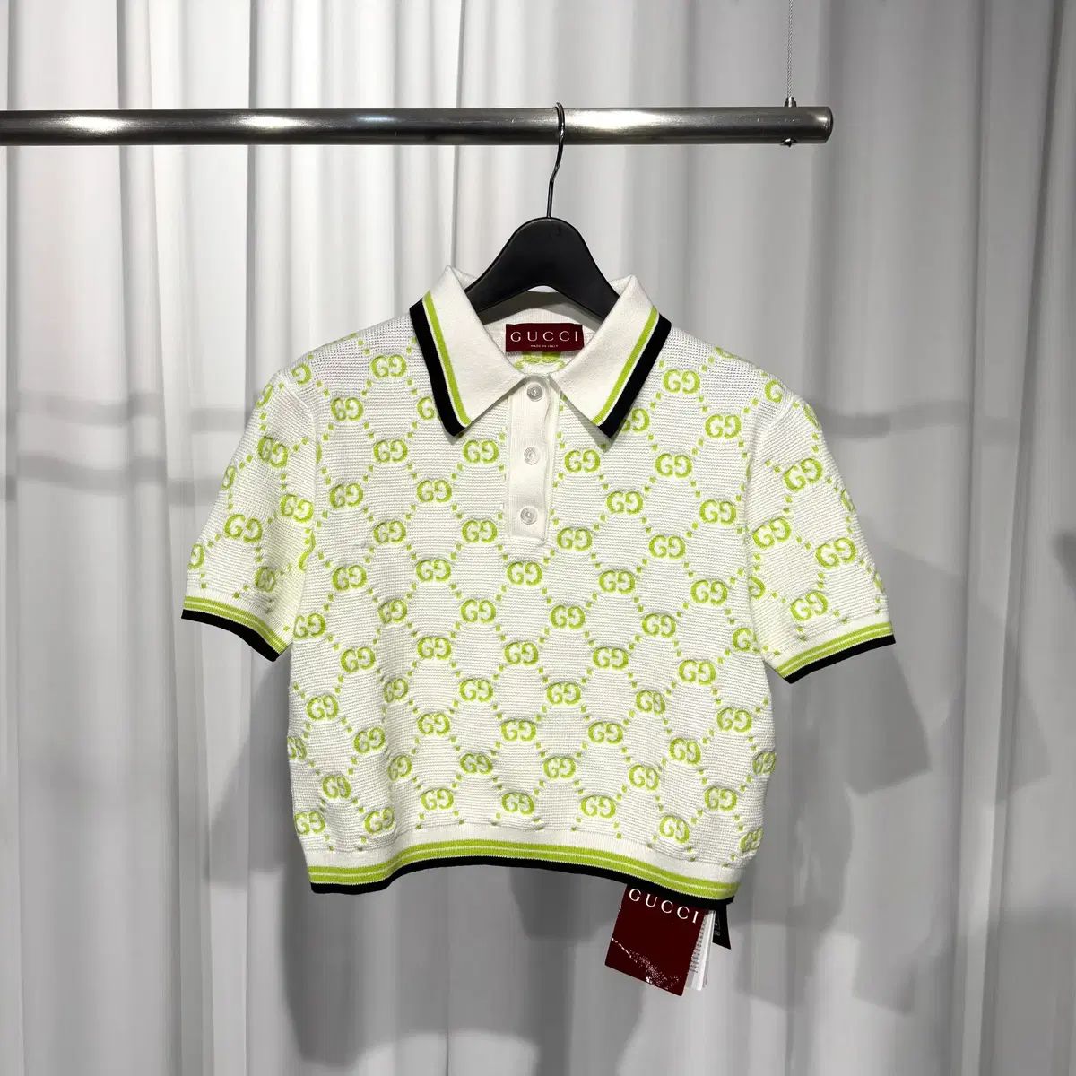 【GUCCI】半袖 セーター(送料込) グッチ ジャカード GG クロップド 半袖 ニット - メルカリ