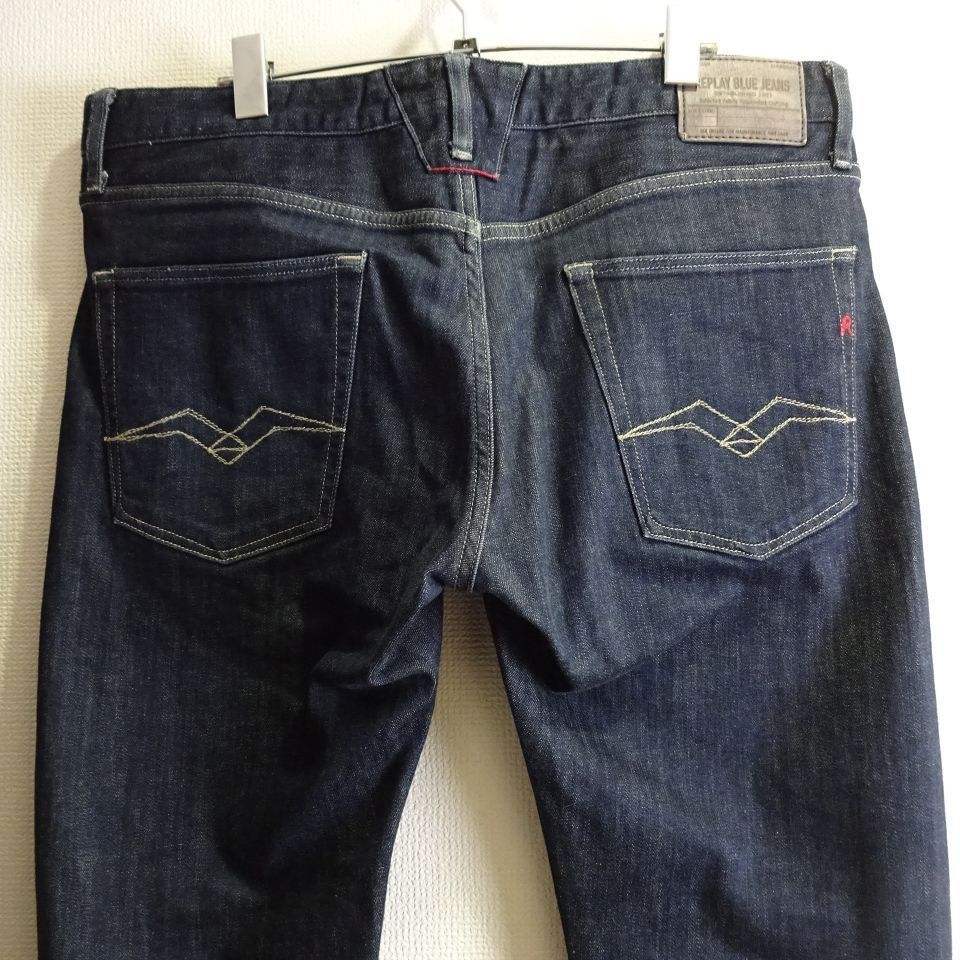 REPLAY リプレイ LENRICK W 93 cm | 34 XL スリムストレートデニム ストレッチ 濃紺 メンズ