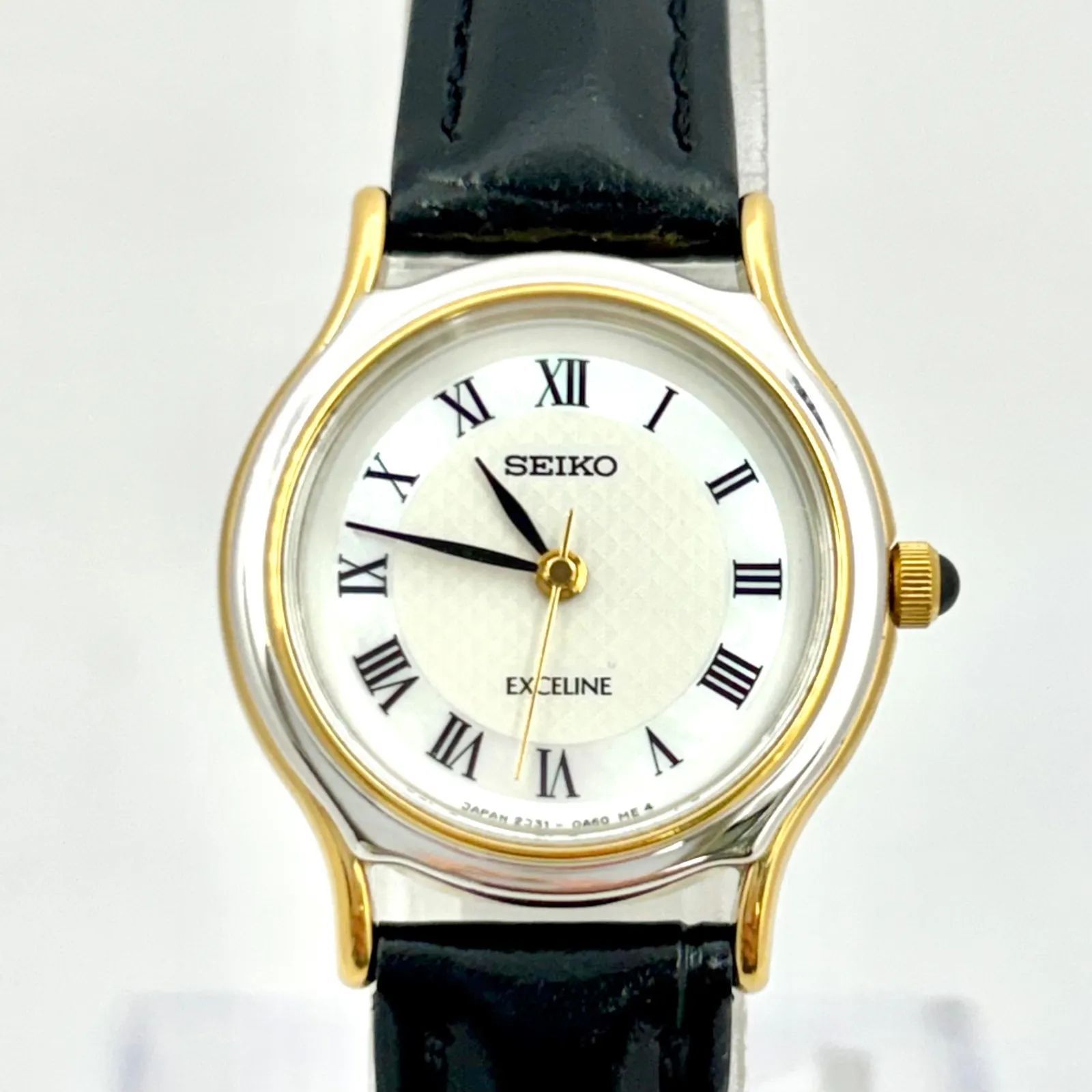 新品電池☆2Pダイヤ品のあるSEIKO高級時計EXCELINE レディース腕時計 外観美品/新品電池】SEIKO セイコー EXCELINE エクセリーヌ シェル