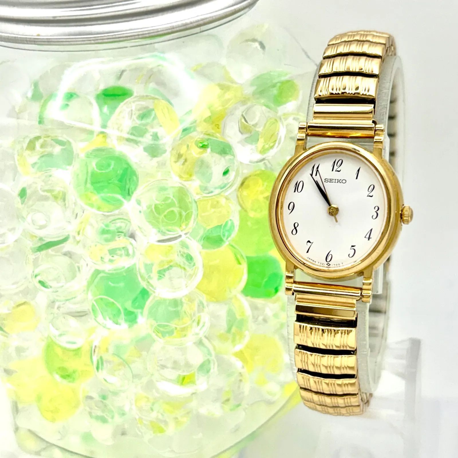 新品電池】SEIKO セイコー レディース 腕時計 ゴールド オーバル 7321