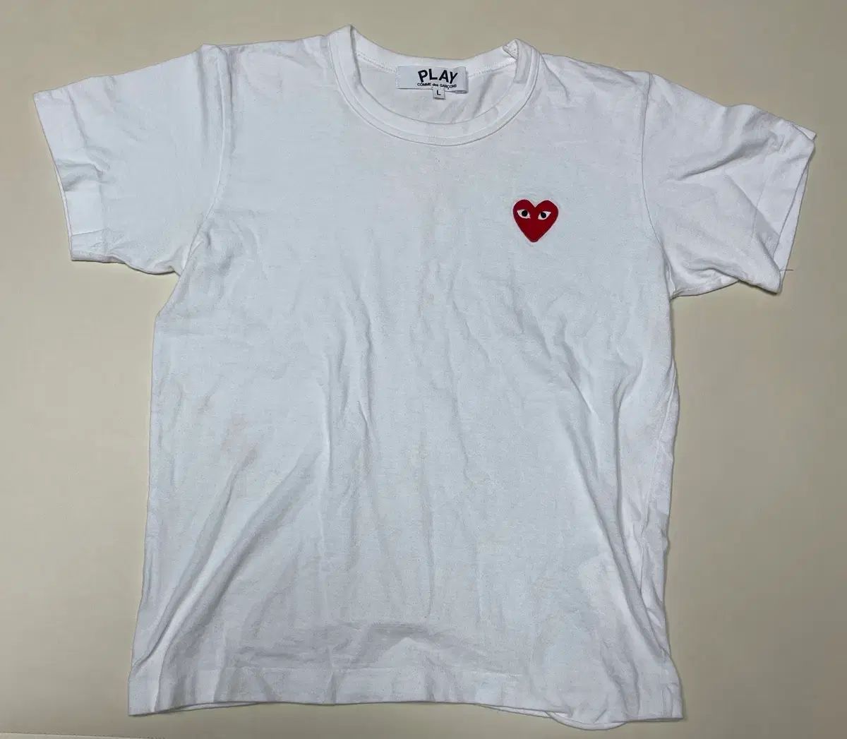 COMME des GARCONS コム デ ギャルソン PLAY プレイ レッドワッペン 白 半袖Tシャツ