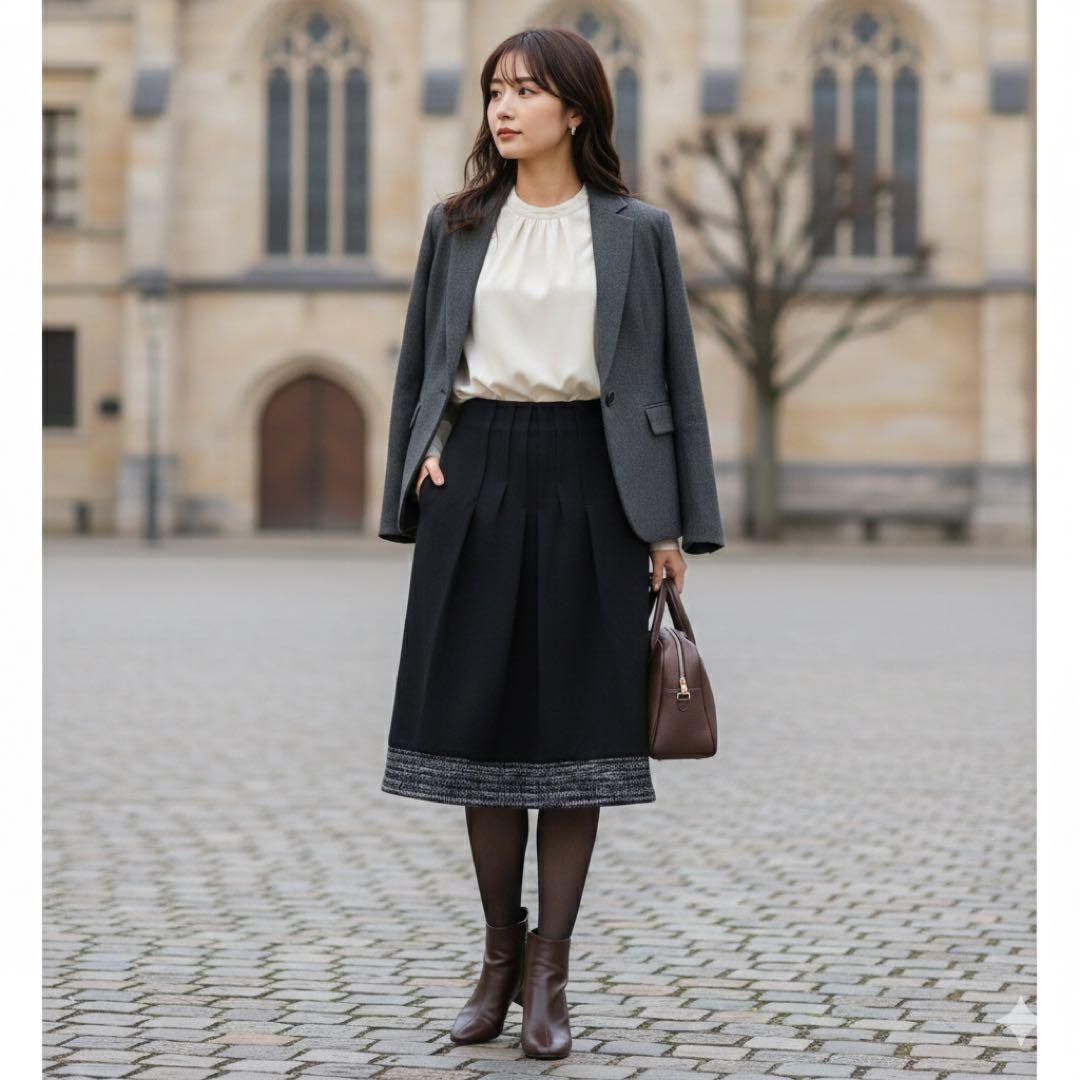 CIVIDINI チヴィディーニ【38】フレアスカート M シルク混 イタリア製