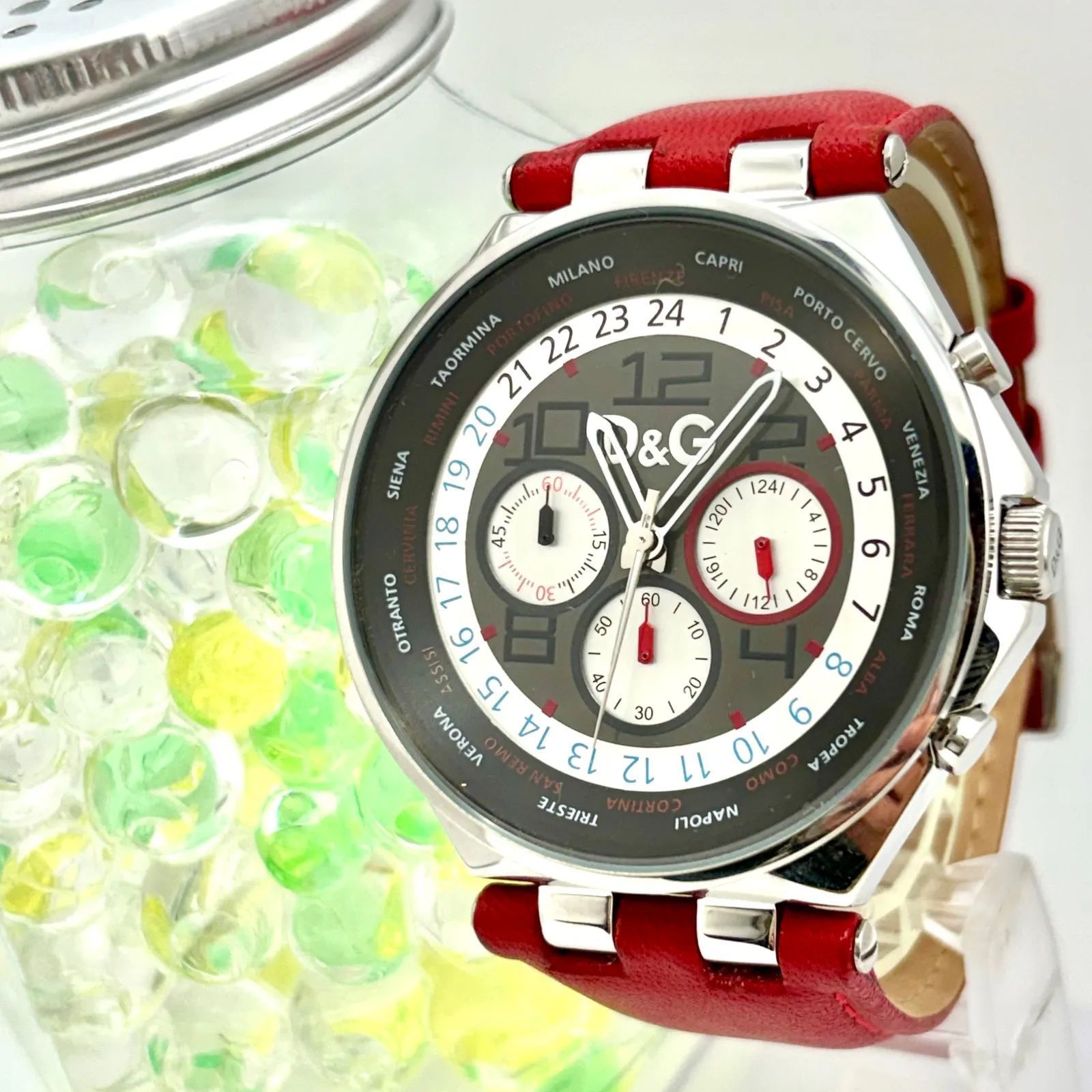 | 電池 D-G ドルチェ-ガッバーナ ドルガバ UNIQUE ユニーク メンズ 腕時計 クロノグラフ ベルト