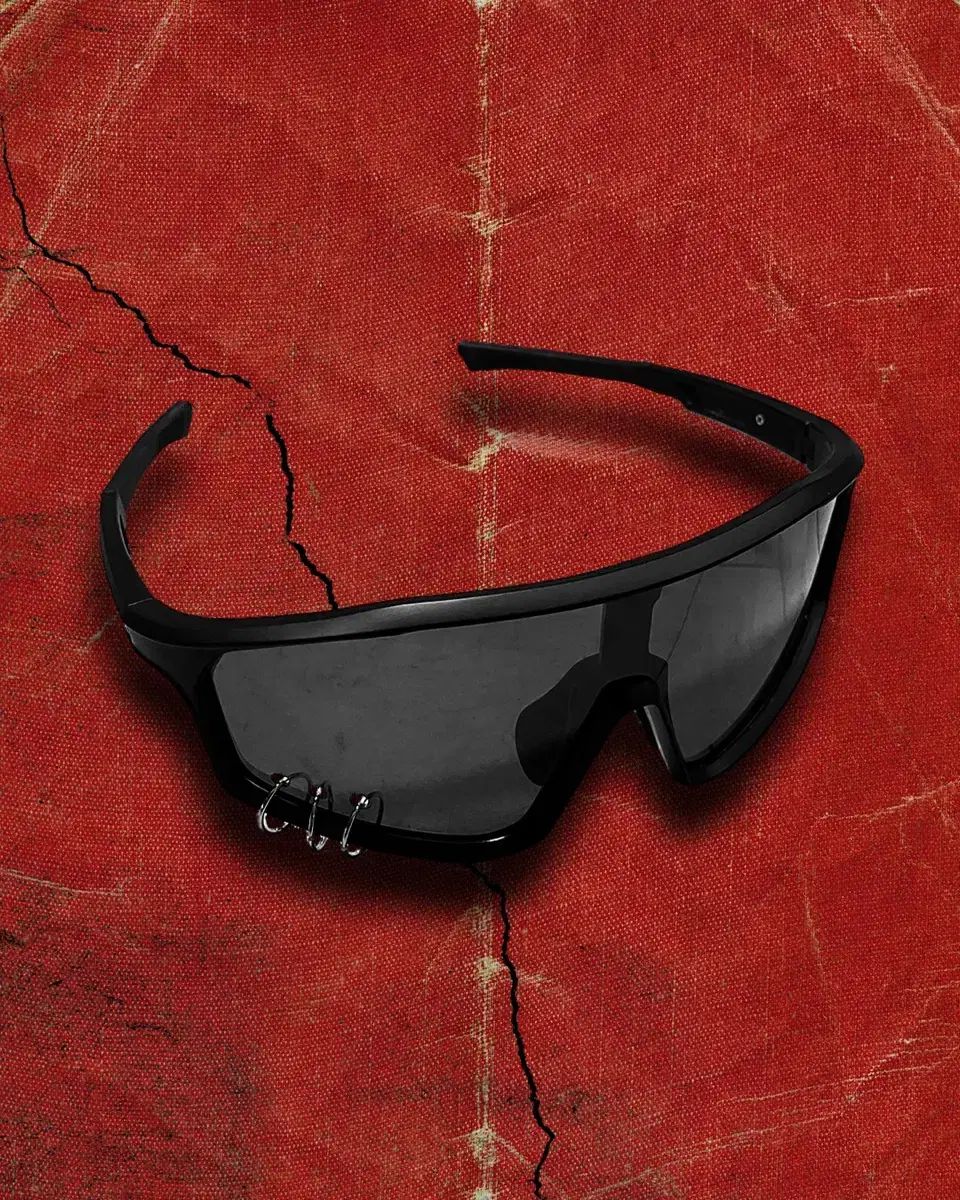 Japanese 90 s ヴィンテージ レトロ シールド ブラック サングラス