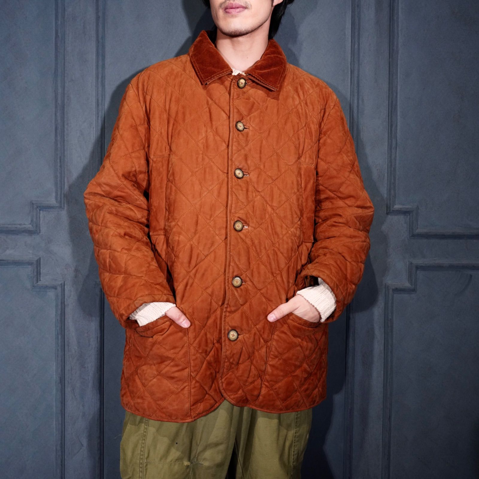 EU VINTAGE SPRING FIELD QUILTING LEATHER JACKET MADE IN ITALY|ヨーロッパ古着キルティングレザージャケット