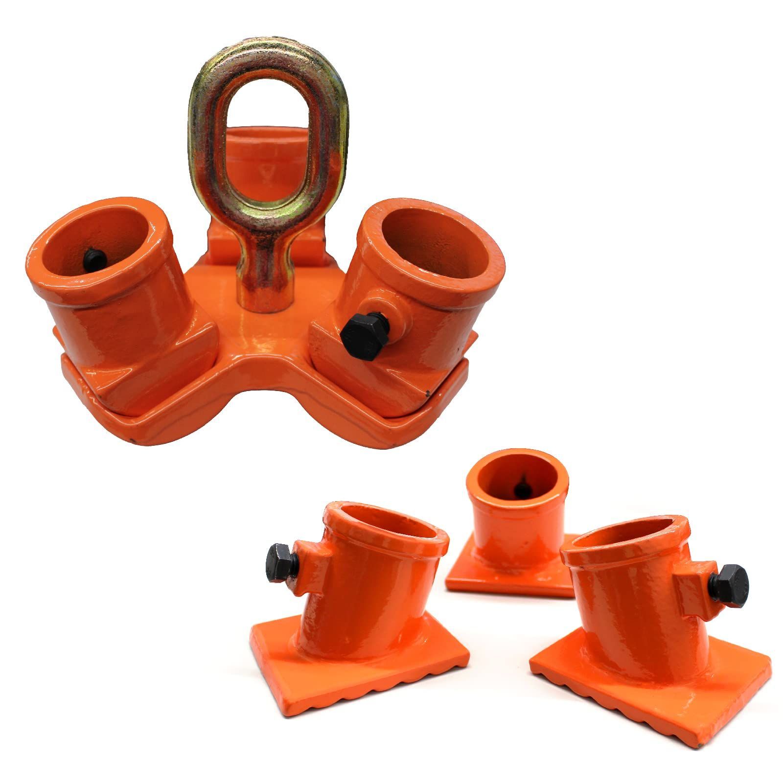 ベストアンサー 三脚ヘッド ブロックハンガー 三脚ハンガー 伐根 定格荷重 適用支柱 48.6 mm レバーホイスト チェーンブロック用 吊り上げ 吊り下げ 高さ調節 2000 kg ブロック ハンガー 2 t 本体＋ベース 付属