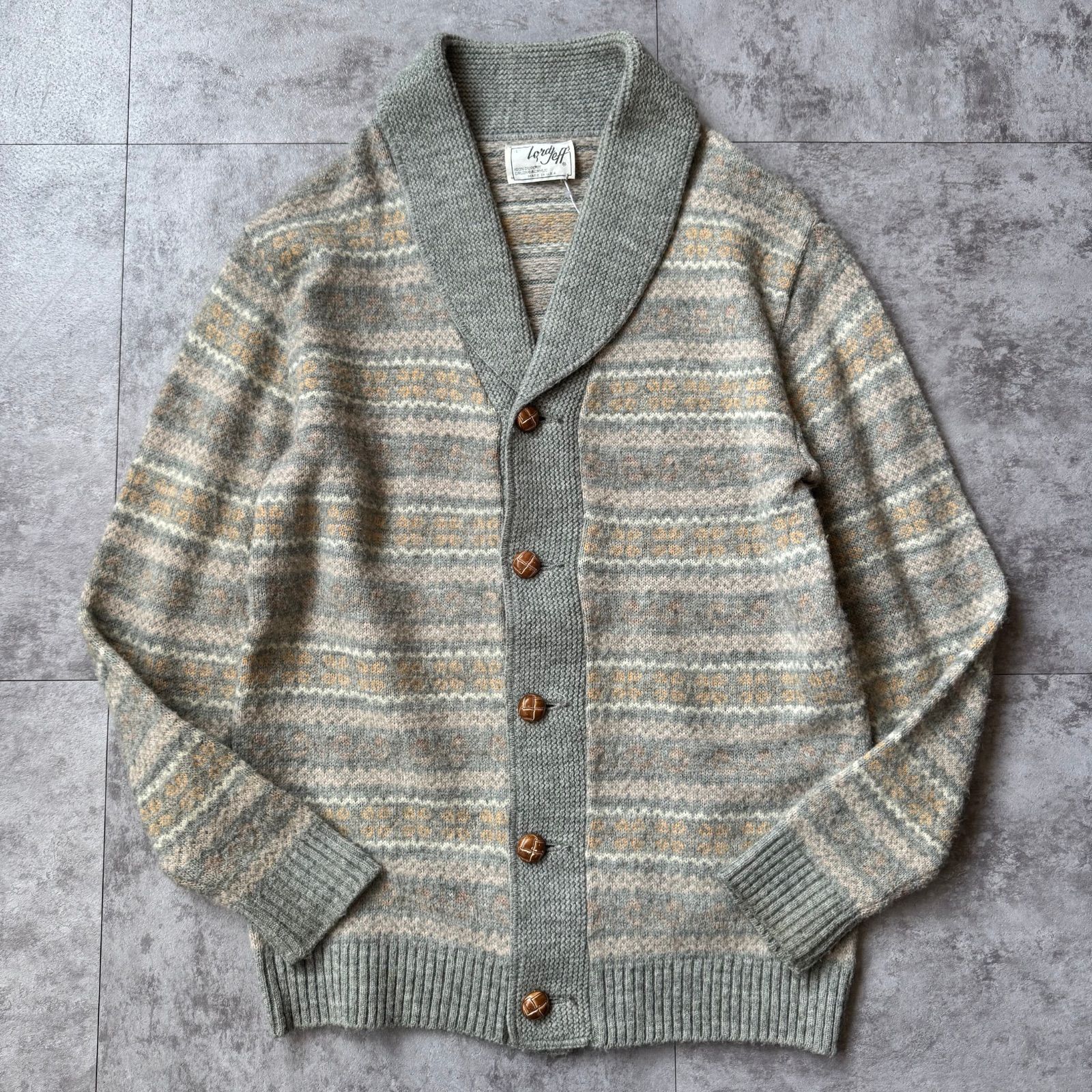 1970 s〜 LORD JEFF Acrylic Shawl Collar Knit made in USA | 70年代〜 ロードジェフ アクリル ショールカラーニット アメリカ製