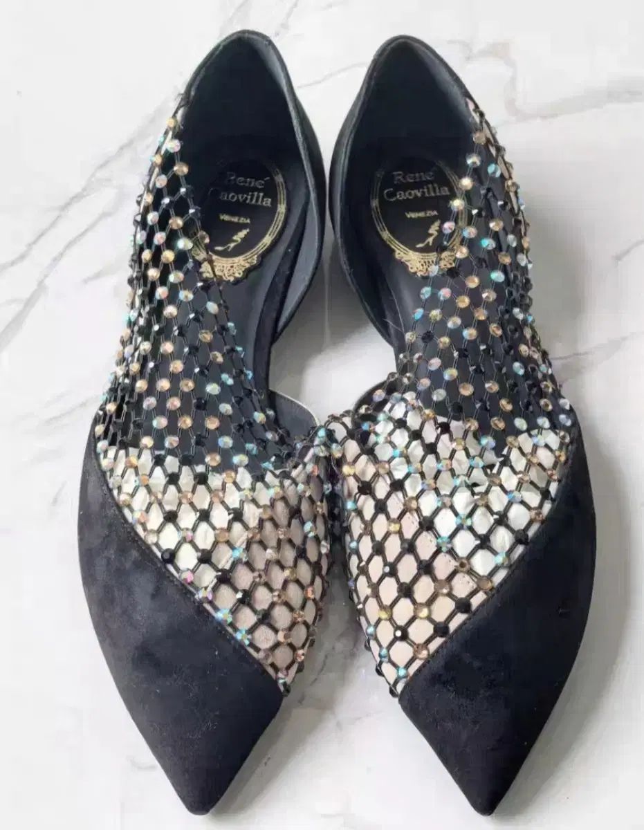 レネ カオヴィラ ブラック スウェード フラット シューズ 36