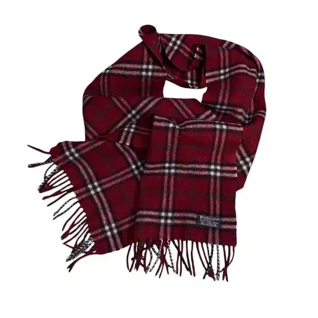 ユニセックス BARENCIAGA バレンシアガ バーガンディ CHECK マフラー