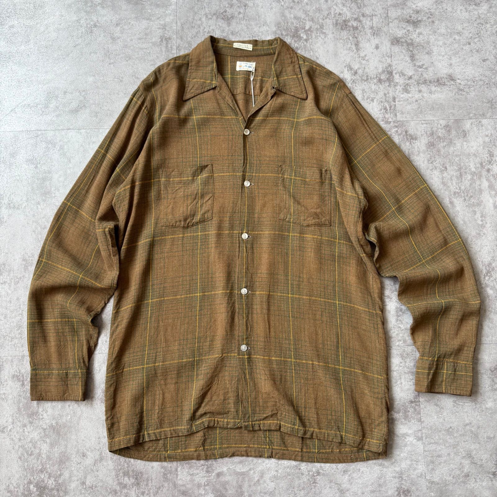 1960 s〜 Towncaft Plaid Rayon Loop Collar Shirt | 60年代〜 タウンクラフト レーヨン チェック 開襟 シャツ