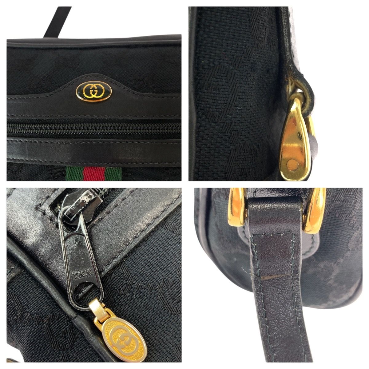 GUCCI グッチ ヴィンテージ オールドグッチ シェリーライン ブラック