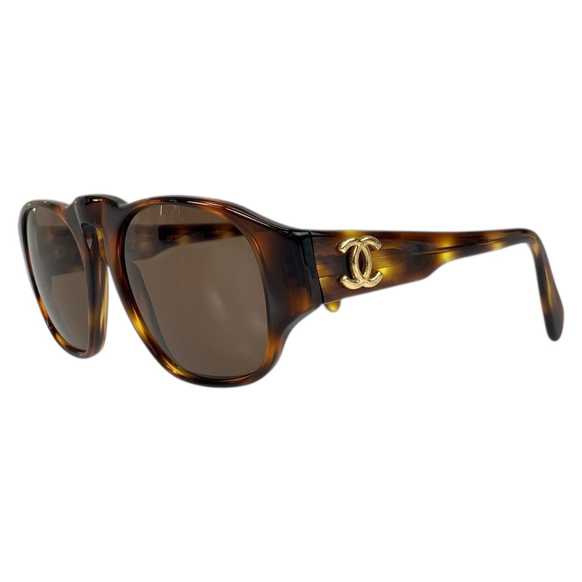 CHANEL シャネル ココマーク マーブル ブラウン ゴールド金具 プラスチック サングラス レディース 506780