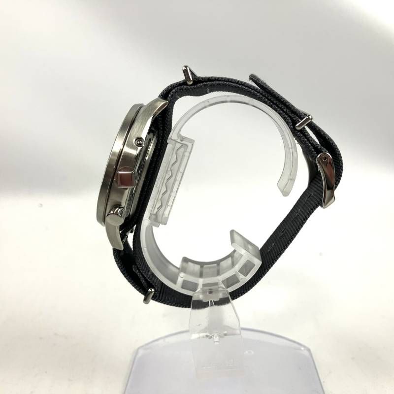  稼働品 CITIZEN シチズン 腕時計 インディペンデント アナログ デイト グレー文字盤 電波時計 ソーラー エコドライブ ナイロンベルト グレー ケース付き W 47 腕時計(クォーツ) 腕時計(アナログ)