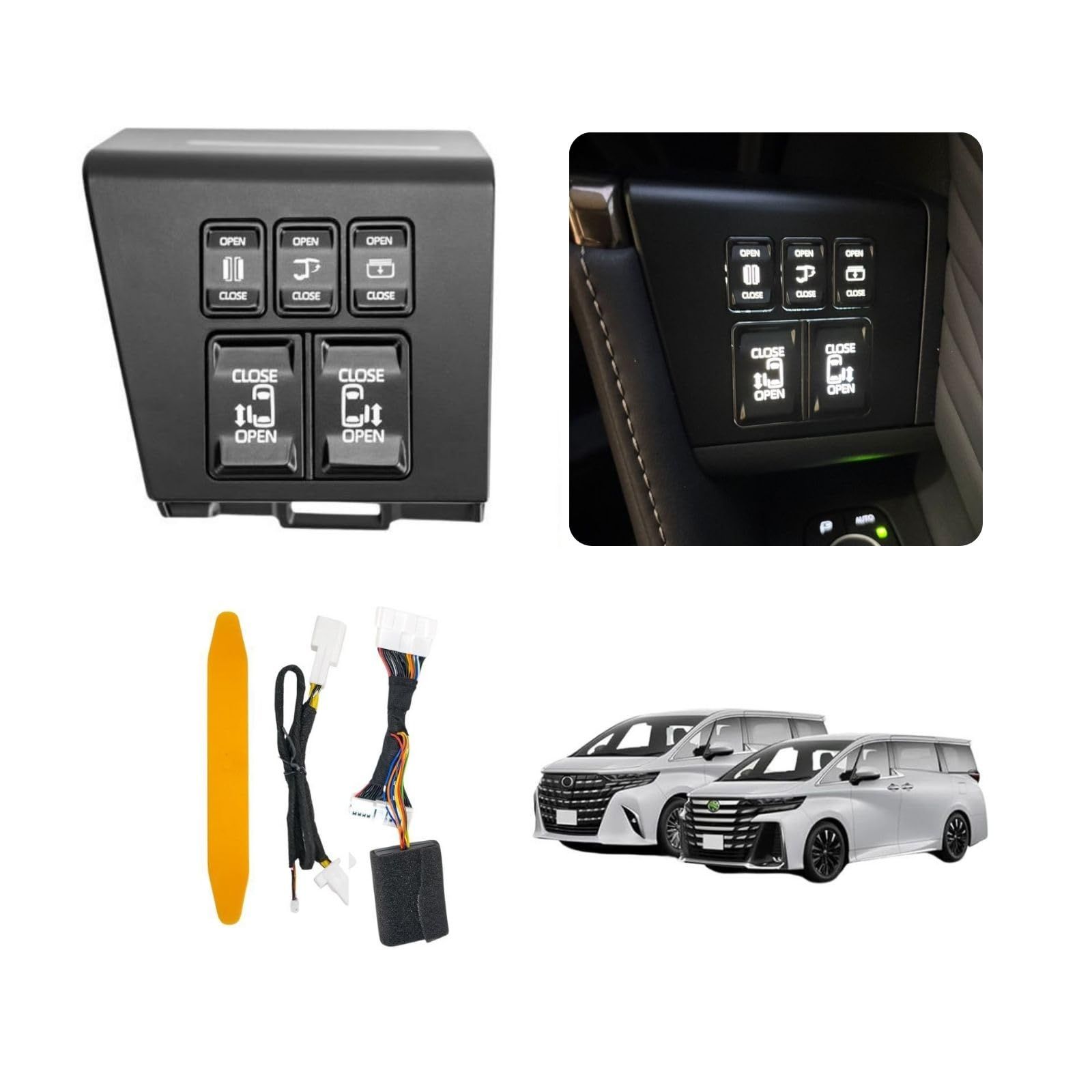 国家整備士監修 安心取付サポート アルファード|ヴェルファイア40系 動画解説付き アクセサリー 設計 運転席増設スイッチキット カプラーオン 取付簡単 増設 ドアスイッチ ムーンルーフ サンシェード スライドドア パワーバックドア 操作