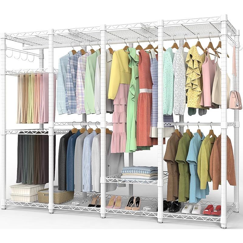 ハンガーラック 頑丈 4層 大容量 ワードローブ 4つの組み立て方法 Amazon｜AQRA ハンガーラック 頑丈 4層 大容量 ワードローブ 4つの
