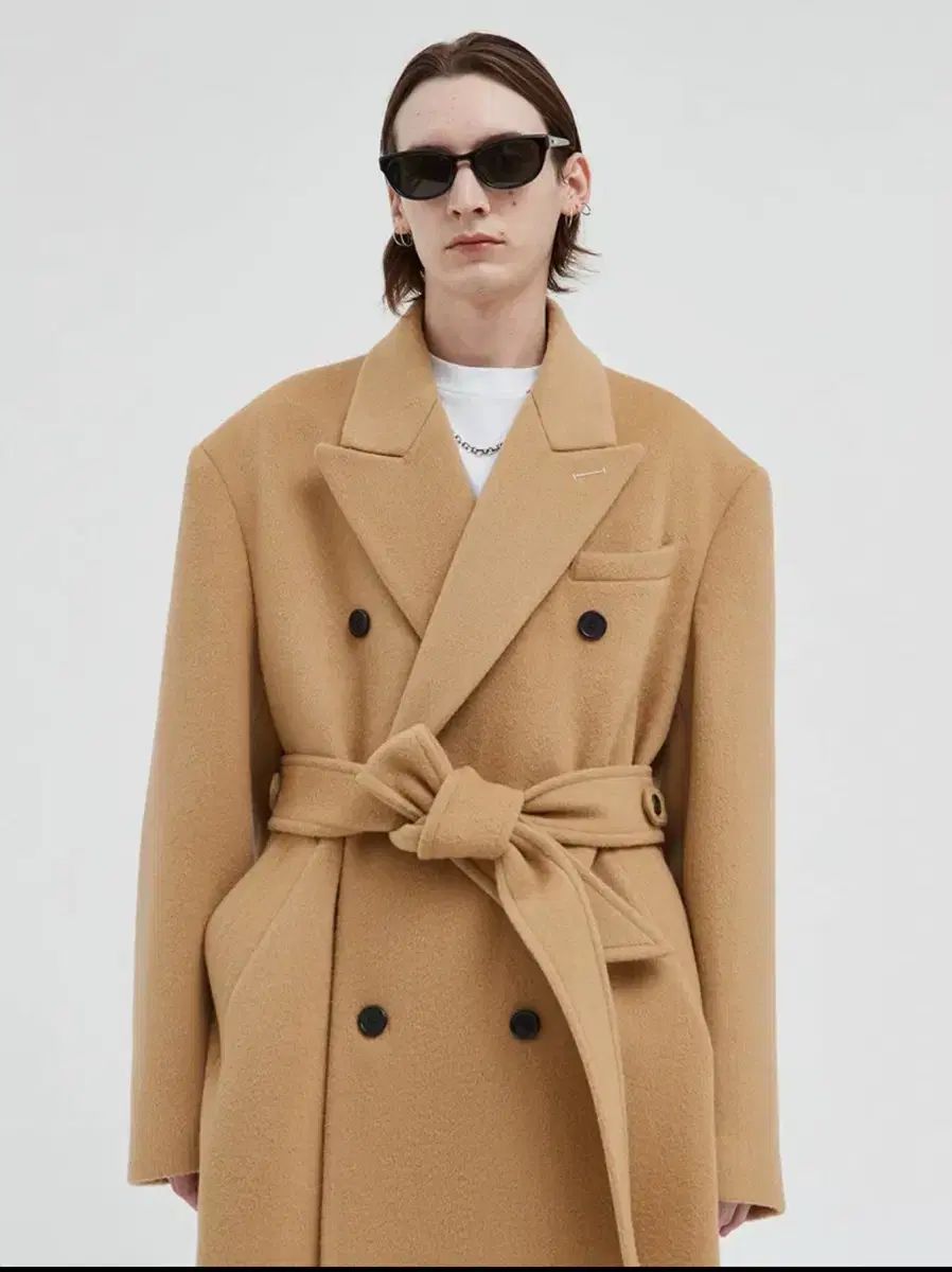 IEY ラップ ダブル オーバーコート ベージュ