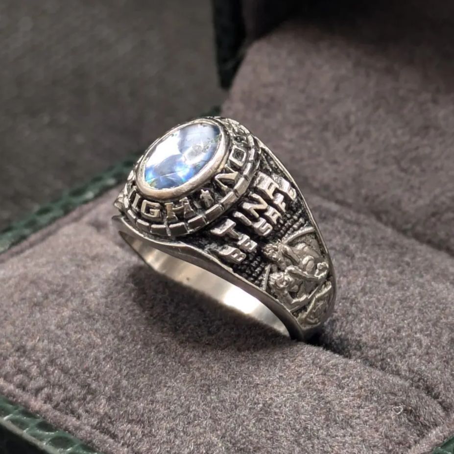 カレッジリング スターリングシルバー 925 ヴィンテージ 2004年 10号 ACCR社製 ピンキー TINA BE SAFE