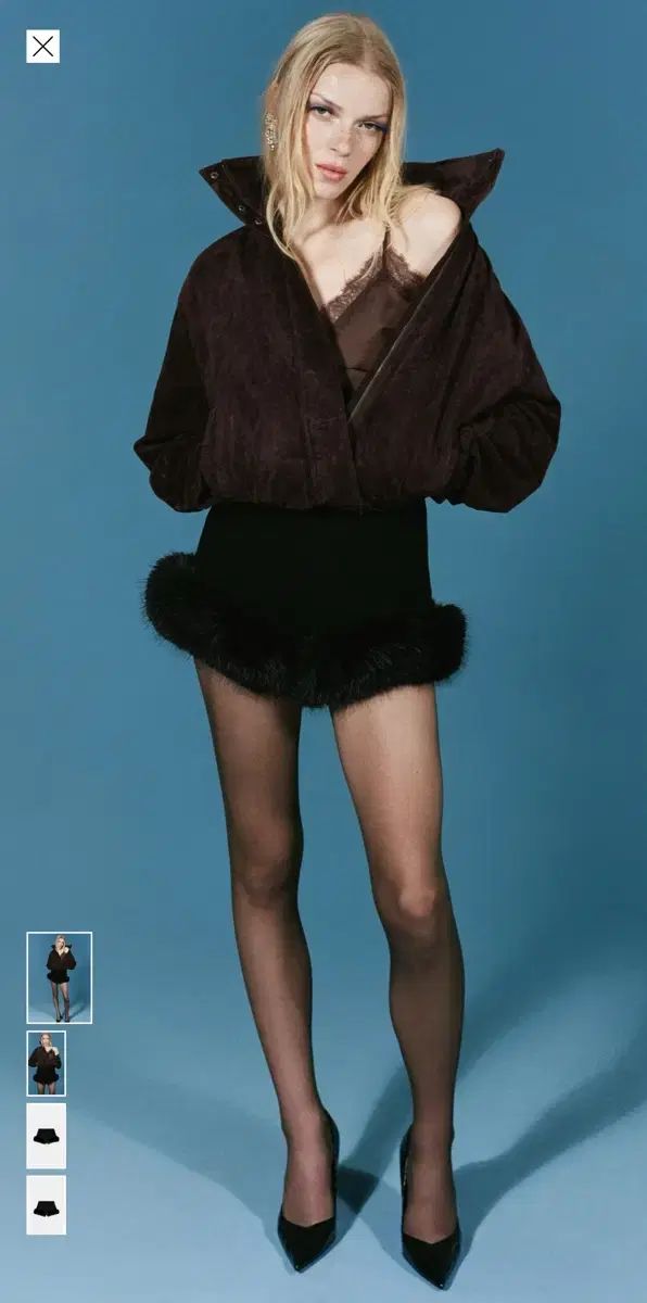 ZARA ウールブレンド フェイクファー ショーツ