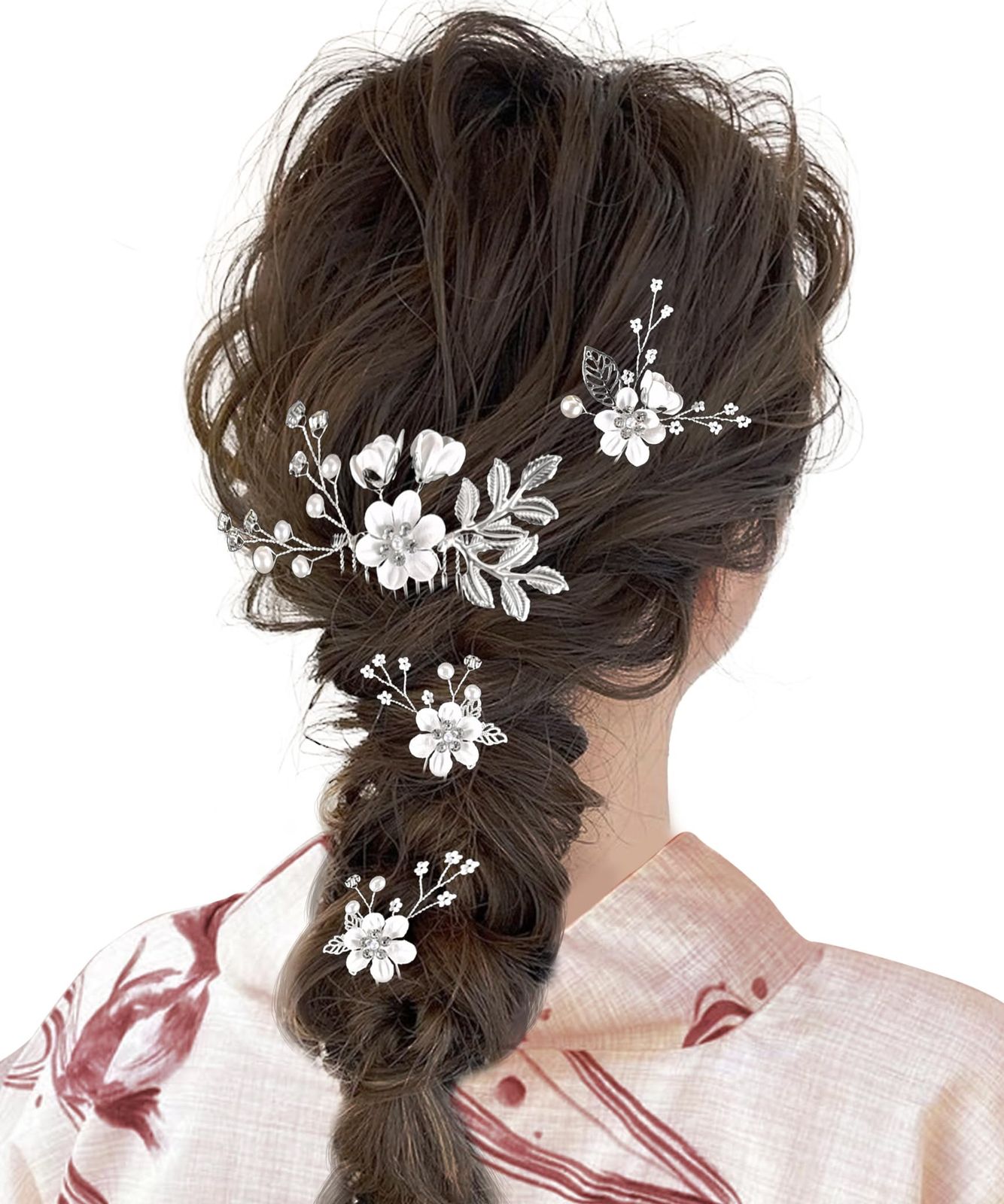 Baramoly 髪飾り ヘアアクセサリー 成人式 結婚式 ウェディング 大人 パール 花 和装 発表会 着物 レディース 振袖 袴 七五三 卒業式 入学式