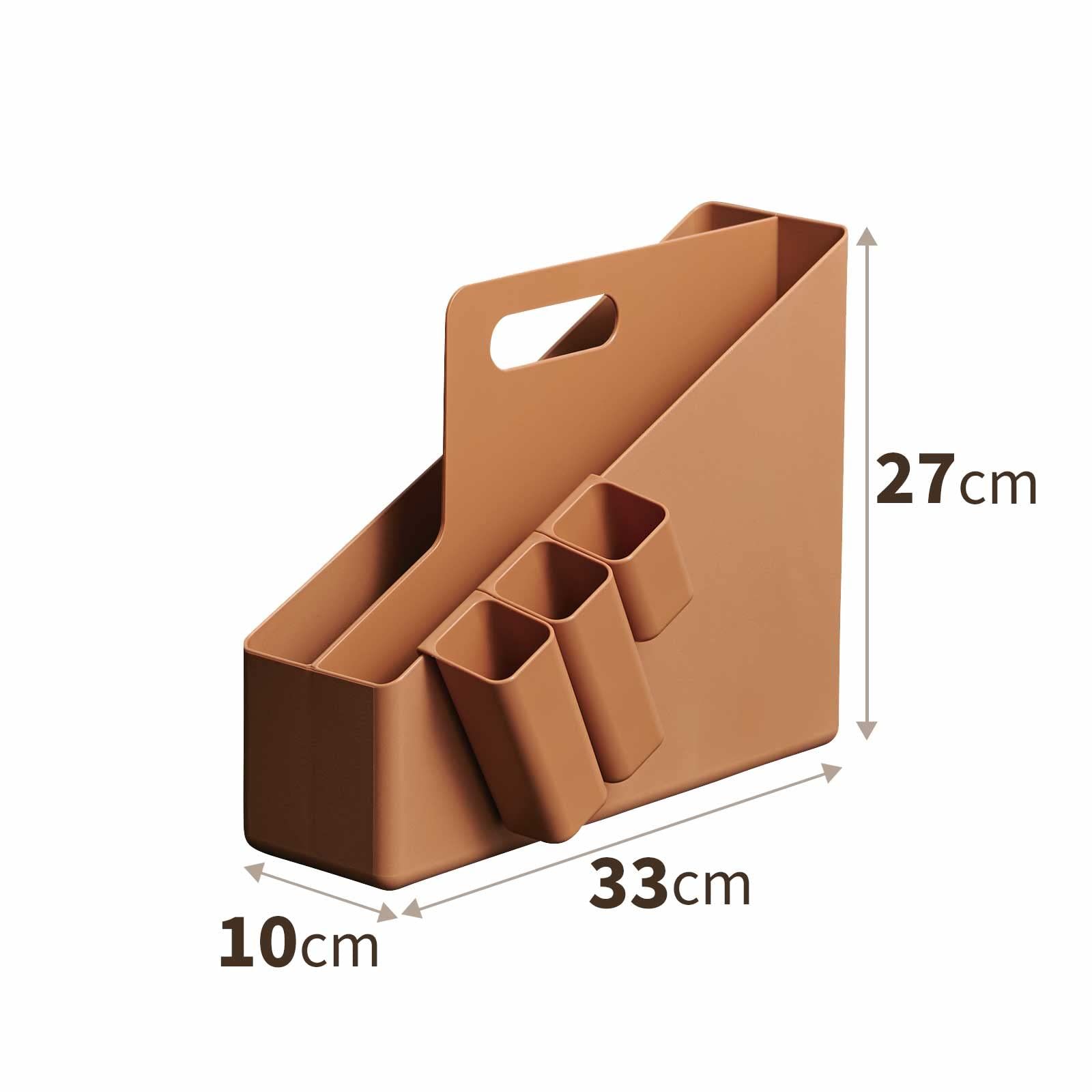 天馬 Tenma 書類やデスク周りの文具などをひとまとめにして持ち運びできる取っ手付きファイルボックス 小物収納に便利なポケット付き ファイルボックス 収納 VAZZO モバイルボックス オレンジ 幅10×奥行33×高さ27 cm