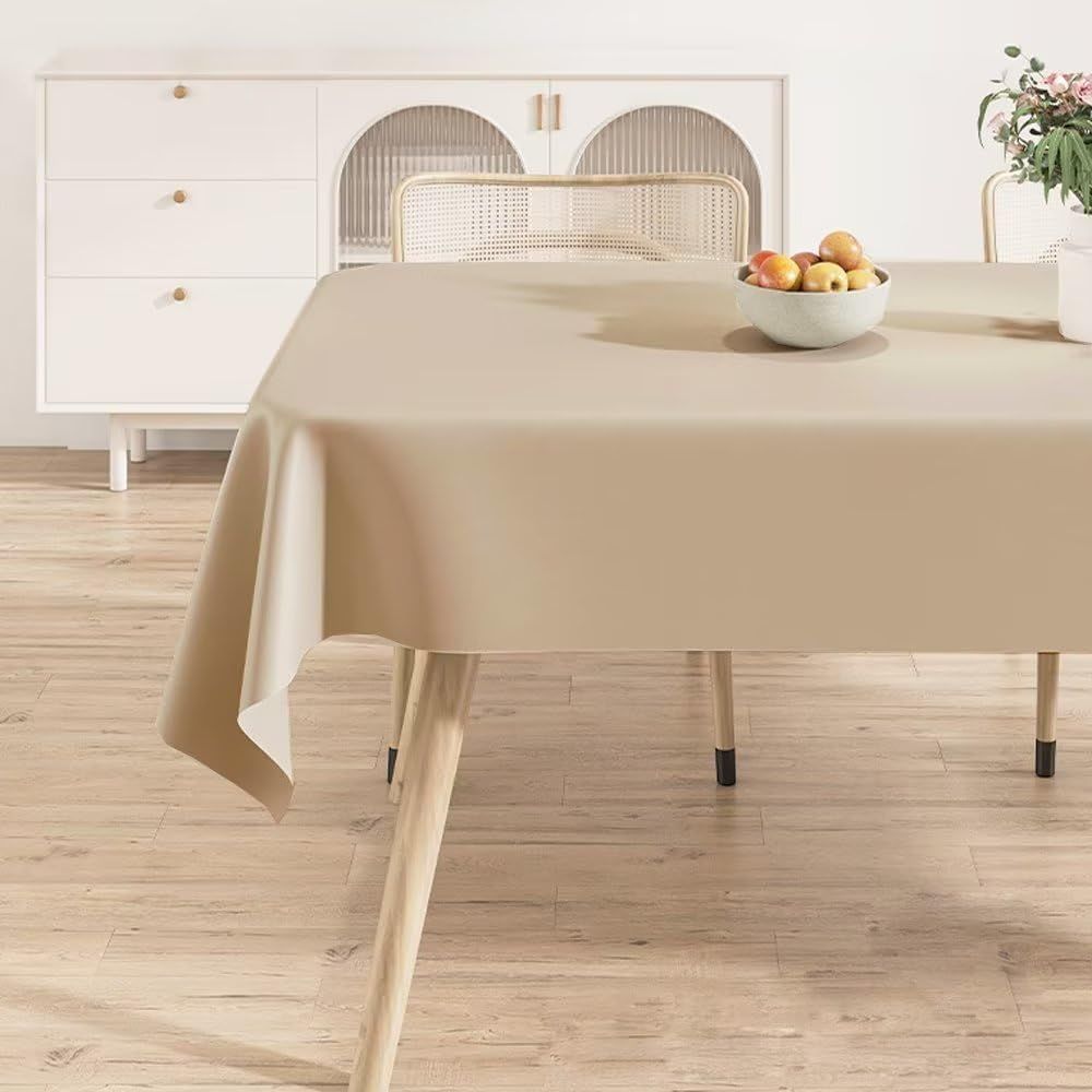 テーブルクロス ビニール 撥水 無地 PU tablecloth おしゃれ 正方形 防水防油 汚れ防止 テーブルマット 家庭用 業務用 ベージュ