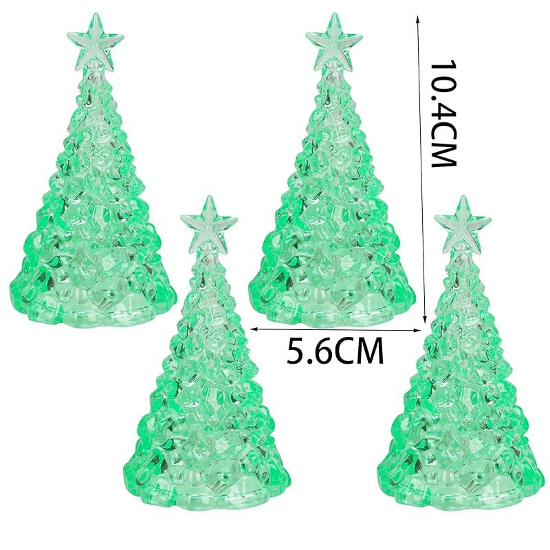 DERAYEE クリスマス ミニツリー 飾り 置物 LED 卓上 4個 電池付き 光る