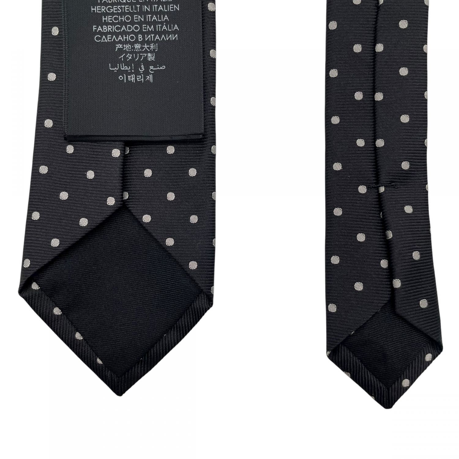 中古】 Saint Laurent サンローラン 77666 ドット柄 ネクタイ ブラック