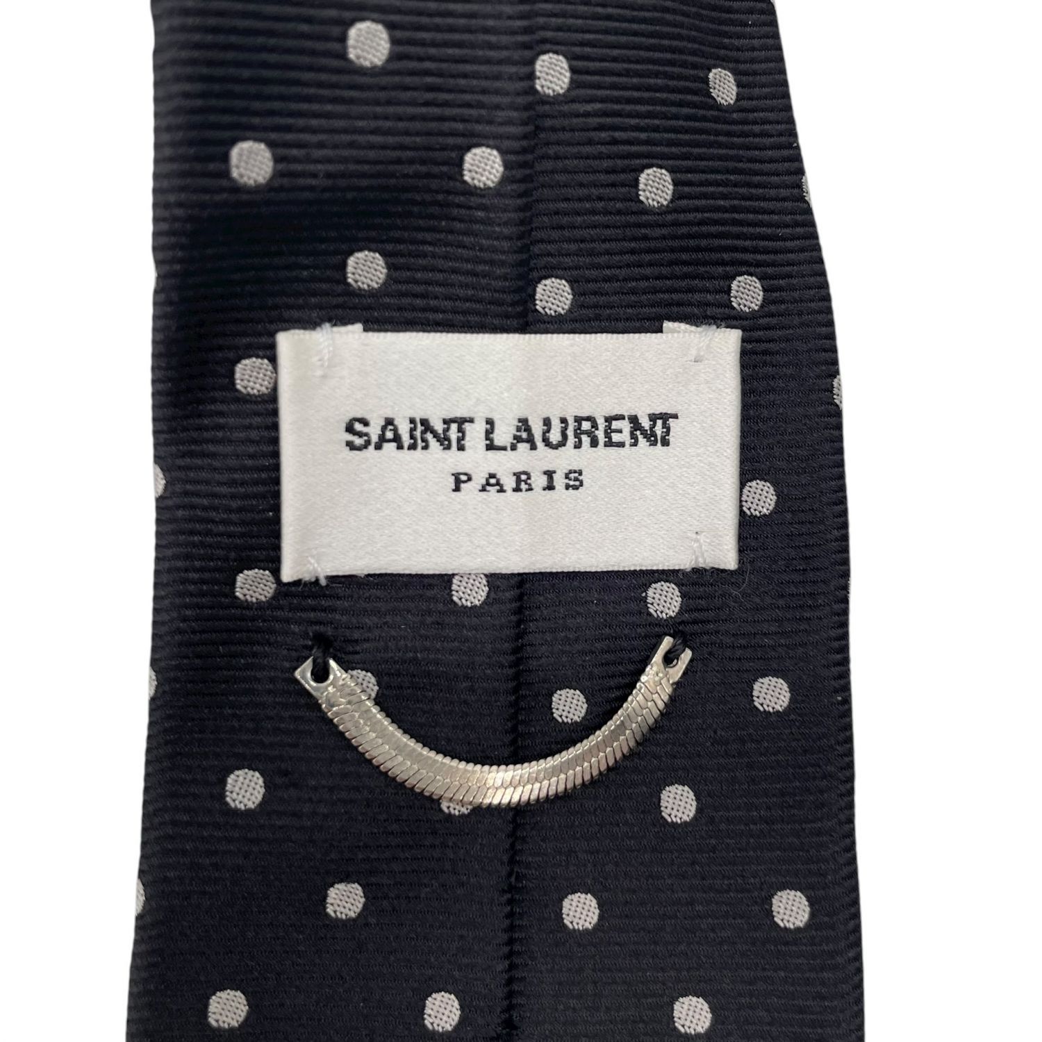 【中古】 Saint Laurent サンローラン 77666 ドット柄 ネクタイ ブラック 紳士  25011684 KJ 中古】 Saint Laurent サンローラン 77666 ドット柄 ネクタイ ブラック