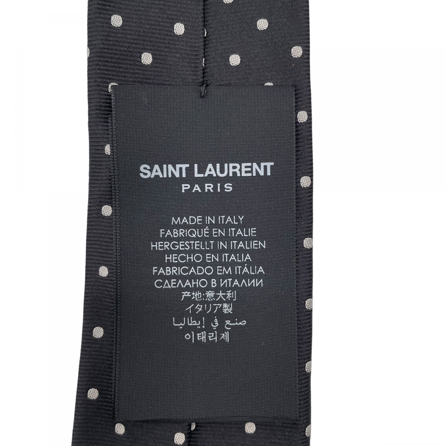 中古】 Saint Laurent サンローラン 77666 ドット柄 ネクタイ ブラック