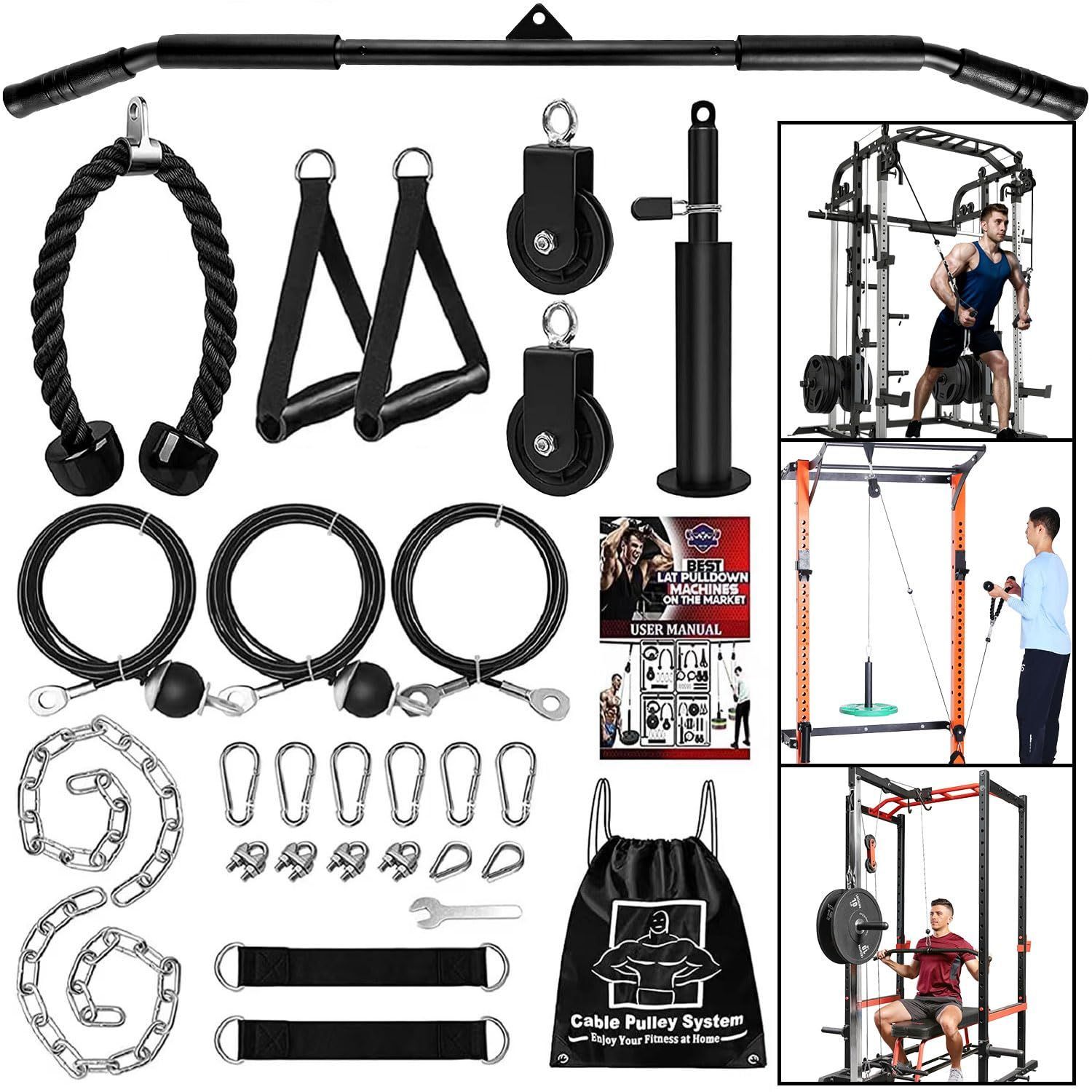 プーリーケーブル　ケーブルアタッチメント ラットプルダウン ケーブル 前腕手首トレーナーロープケーブル