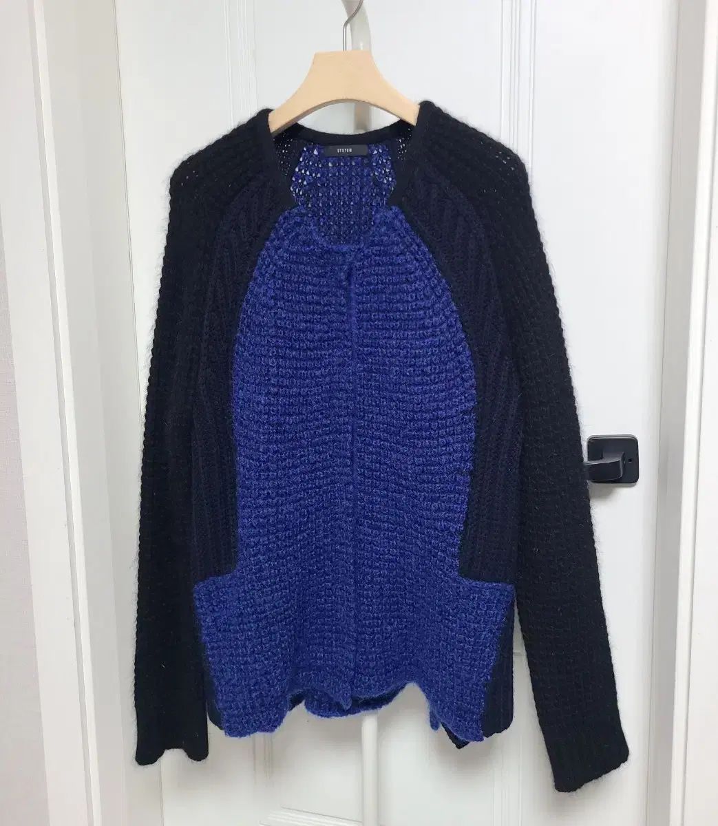 SYSTEM システム バイカラー ニット ジップアップ カーディガン