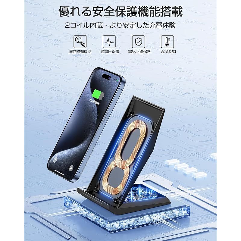 NANAMI ワイヤレス充電器 (USB-C 20W急速充電器に昇進) Qi/PSE認証済み