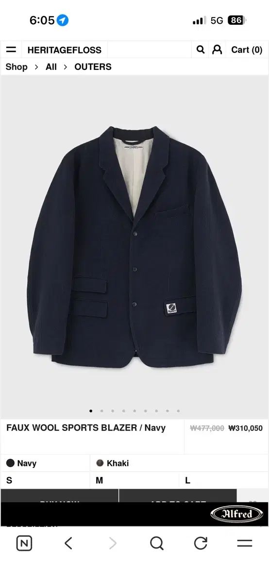 HERITAGE FLOSS ウール スポーツ ジャケット ネイビー L