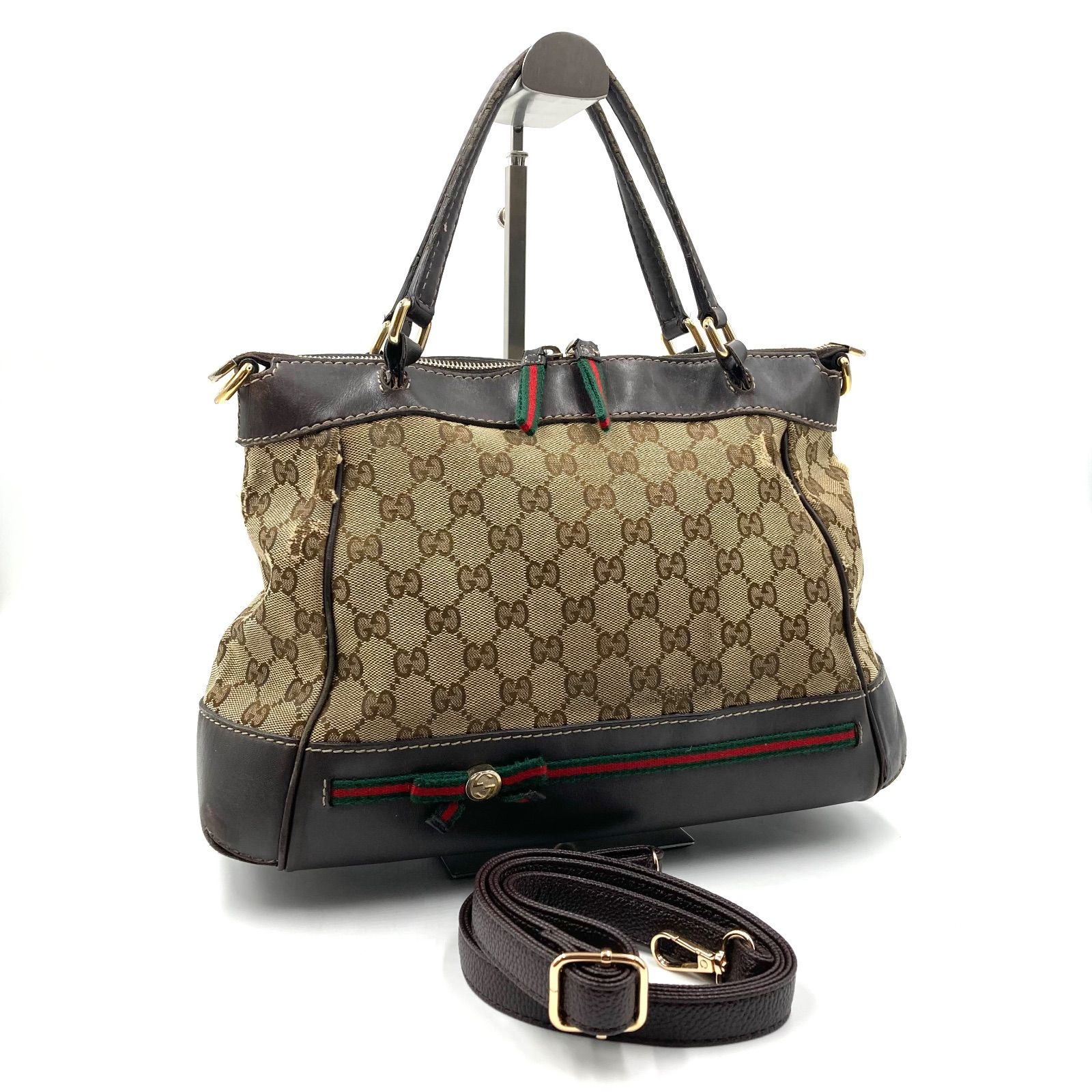 GUCCI グッチ シェリーライン GGキャンバス 2way トートバッグ 