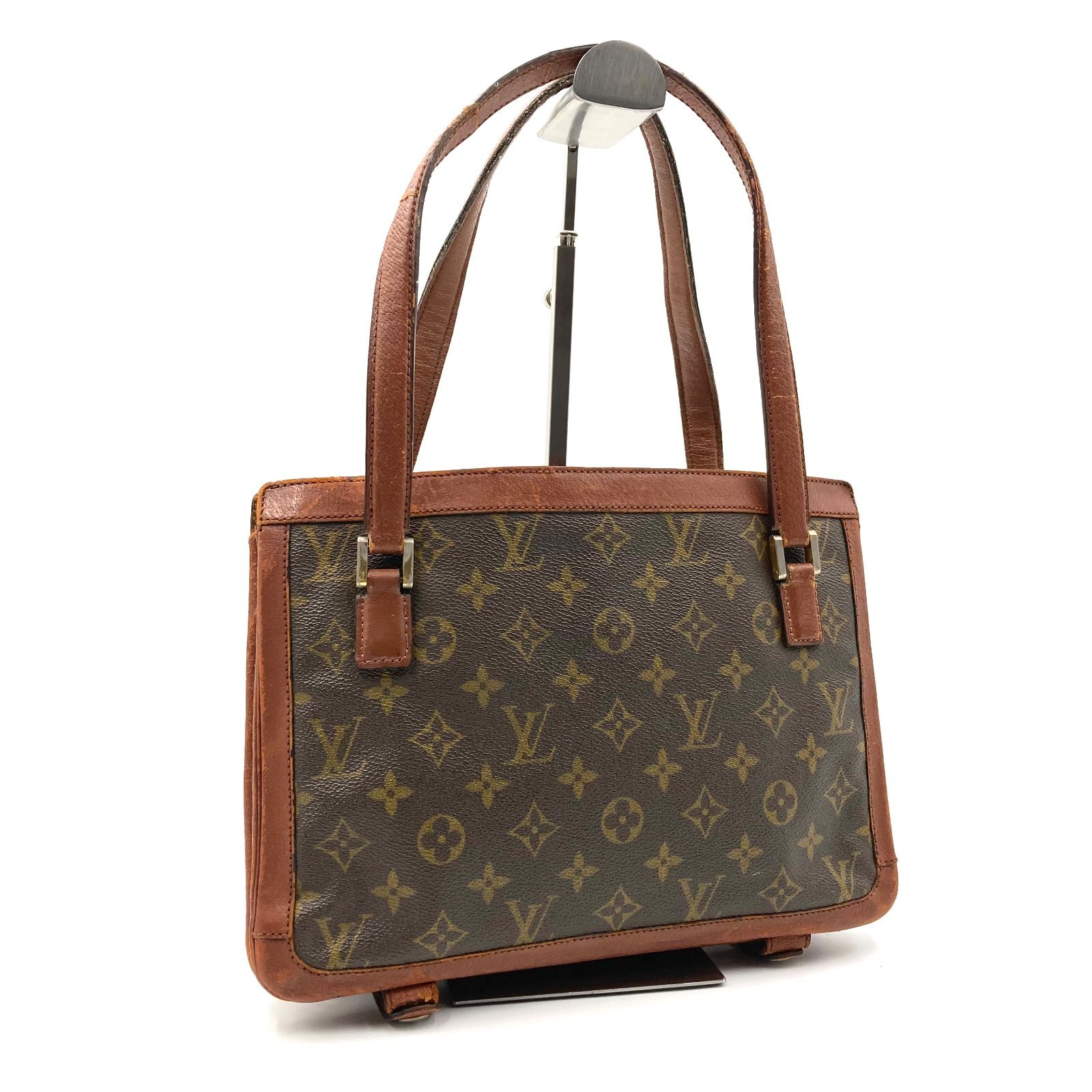 超 1970年代ヴィンテージ LOUIS VUITTON ルイヴィトン モノグラム サック バヴォレ トートバッグ ハンドバッグ モノグラムPVCコーティングキャンバス×レザー ECLAIR社ファスナー 廃盤 ブラウン レディース