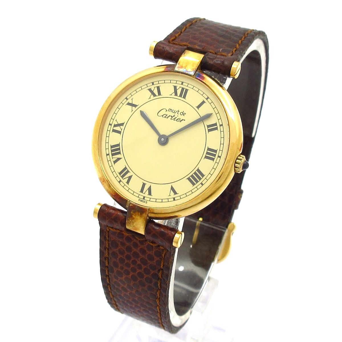 Cartier カルティエ 腕時計 ヴァンドーム マストヴァンドーム ボーイズ 925|革ベルト ゴールド